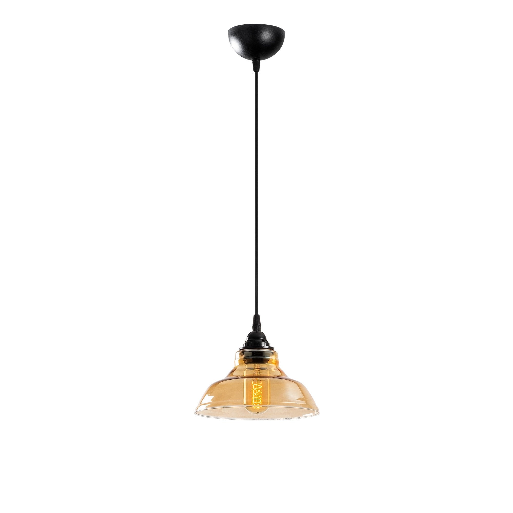 Candeeiro de Teto Escandinavo, Corpo em Metal Preto, 20 x 20 cm, Altura 108 cm, Soquete E27 Máx. 40 W, Cabo de 90 cm | Iluminação Elegante para Espaços Modernos