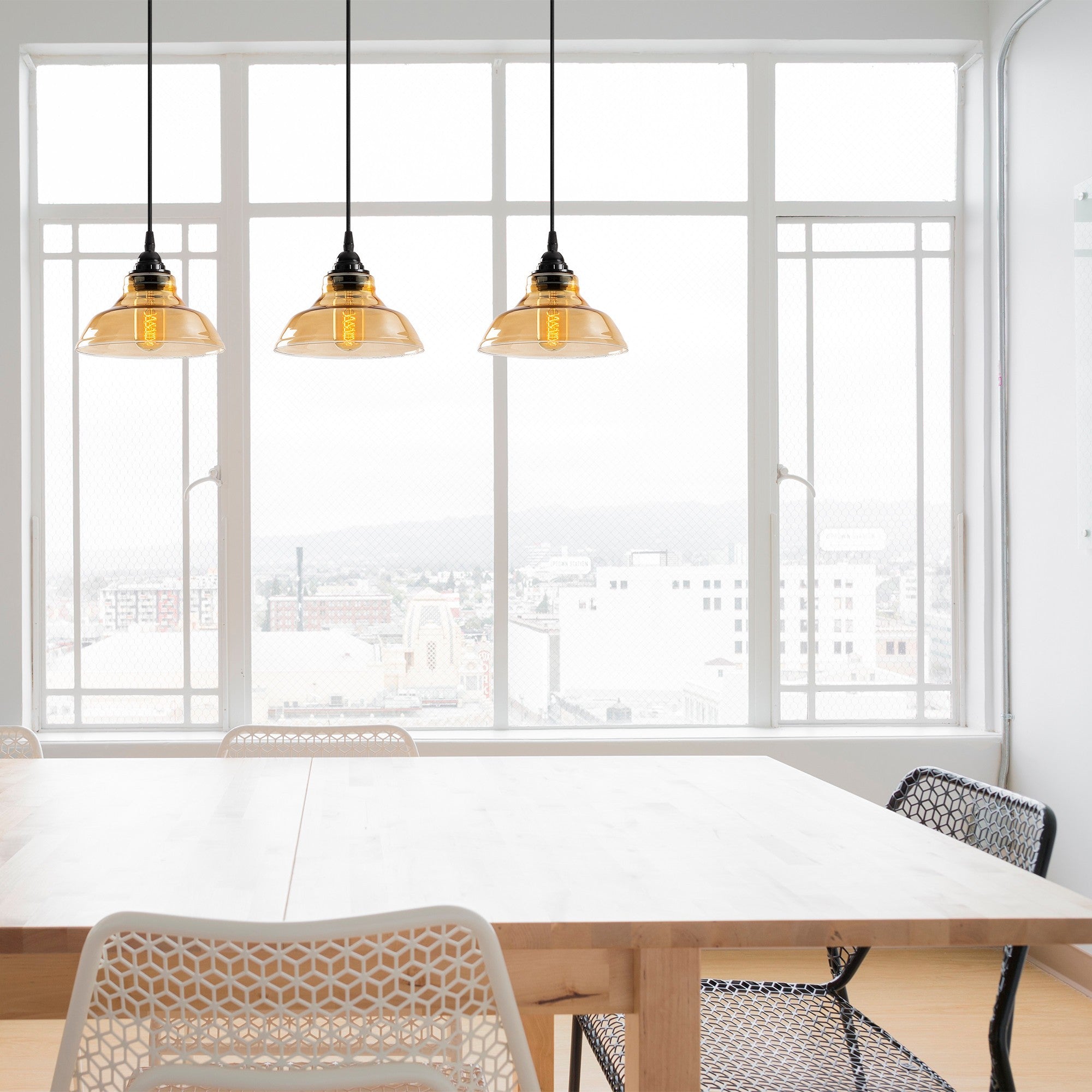 Candeeiro de Teto Escandinavo, Corpo em Metal Preto, 72 x 72 cm, Altura 108 cm, 3 x E27 máx. 40 W, Cabo de 90 cm | Iluminação Elegante para Espaços Modernos