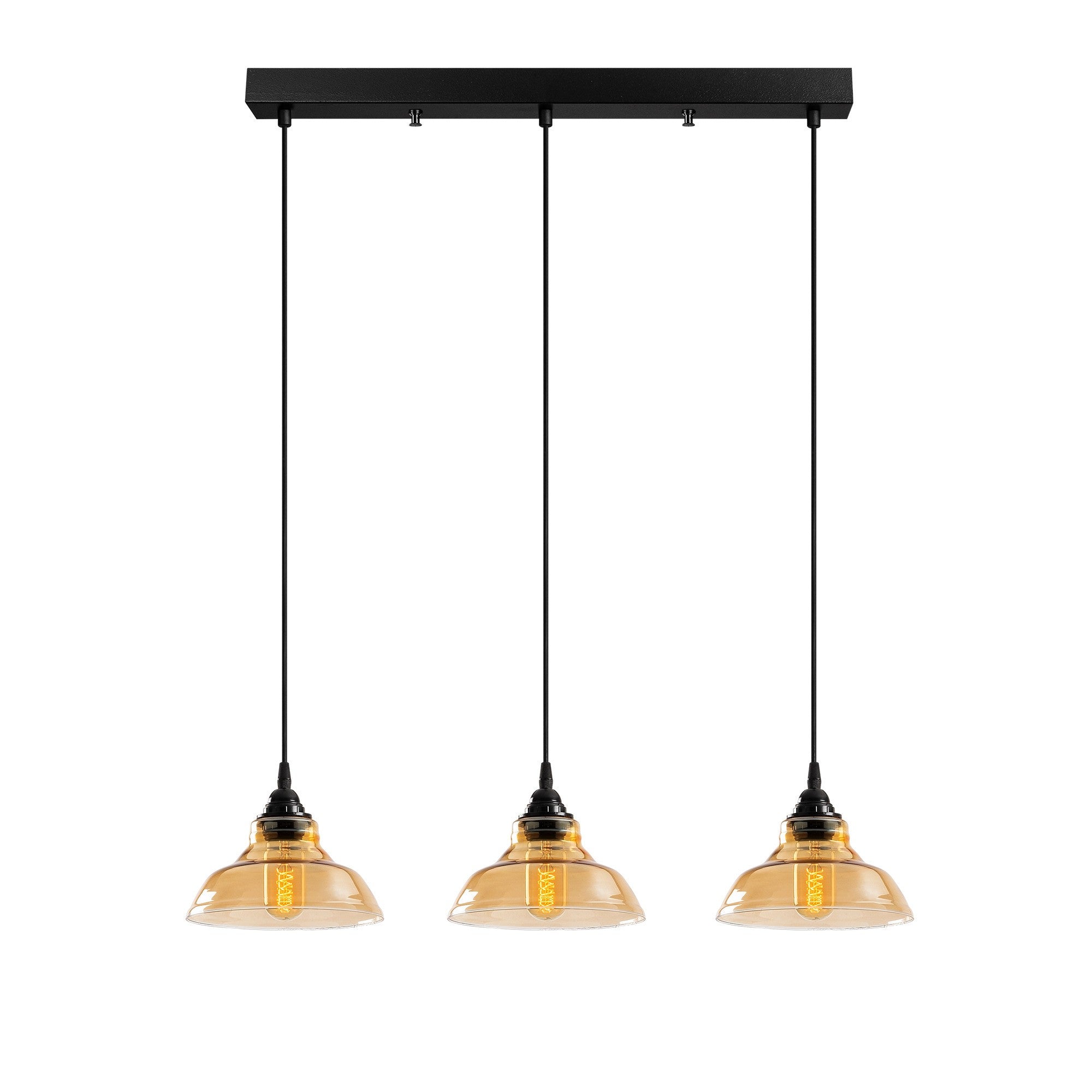 Candeeiro de Teto Escandinavo, Corpo em Metal Preto, 72 x 72 cm, Altura 108 cm, 3 x E27 máx. 40 W, Cabo de 90 cm | Iluminação Elegante para Espaços Modernos