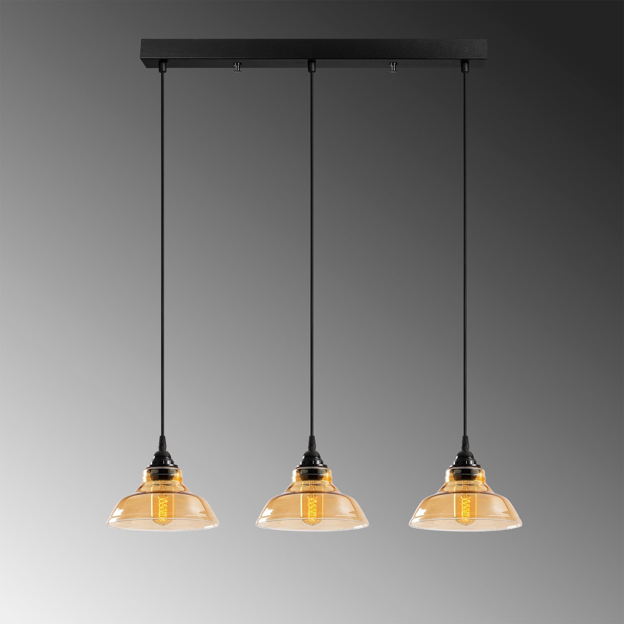 Candeeiro de Teto Escandinavo, Corpo em Metal Preto, 72 x 72 cm, Altura 108 cm, 3 x E27 máx. 40 W, Cabo de 90 cm | Iluminação Elegante para Espaços Modernos