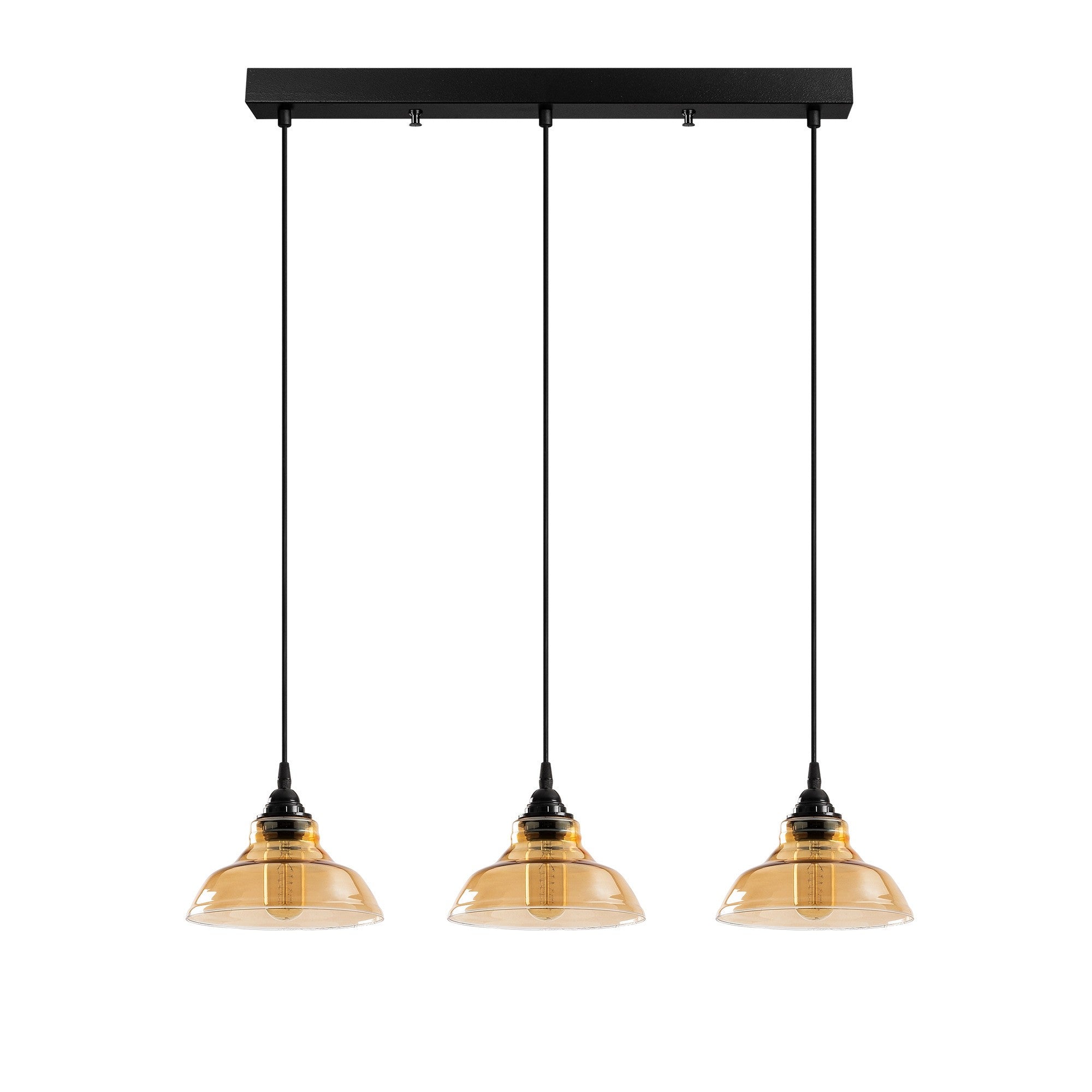 Candeeiro de Teto Escandinavo, Corpo em Metal Preto, 72 x 72 cm, Altura 108 cm, 3 x E27 máx. 40 W, Cabo de 90 cm | Iluminação Elegante para Espaços Modernos