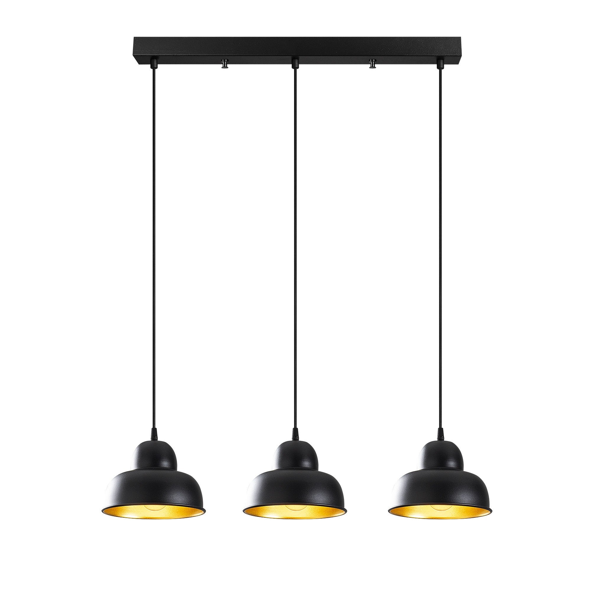Candeeiro de Teto Industrial Escandinavo, Corpo em Metal Preto, 70 x 40 cm, Altura 111 cm, Ajustável, 3 x E27 Máx. 40 W, Iluminação Elegante para Espaços Modernos