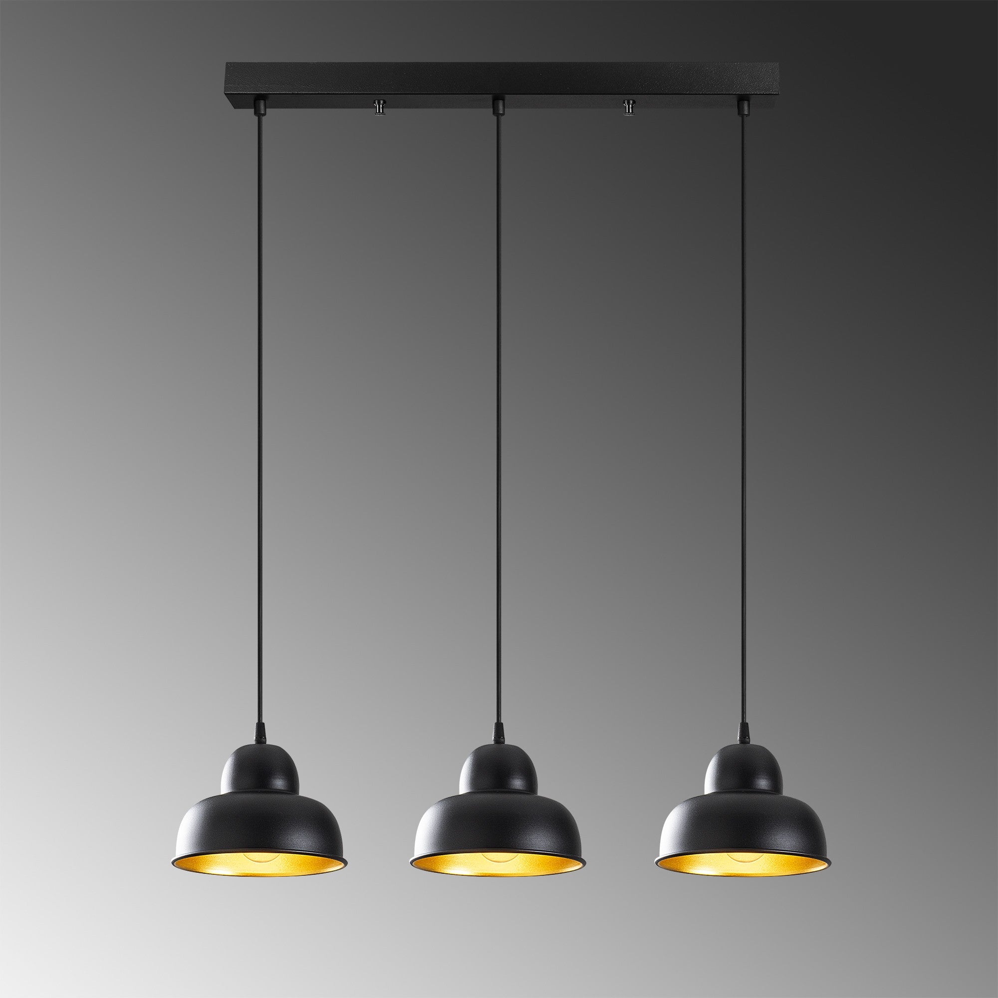 Candeeiro de Teto Industrial Escandinavo, Corpo em Metal Preto, 70 x 40 cm, Altura 111 cm, Ajustável, 3 x E27 Máx. 40 W, Iluminação Elegante para Espaços Modernos