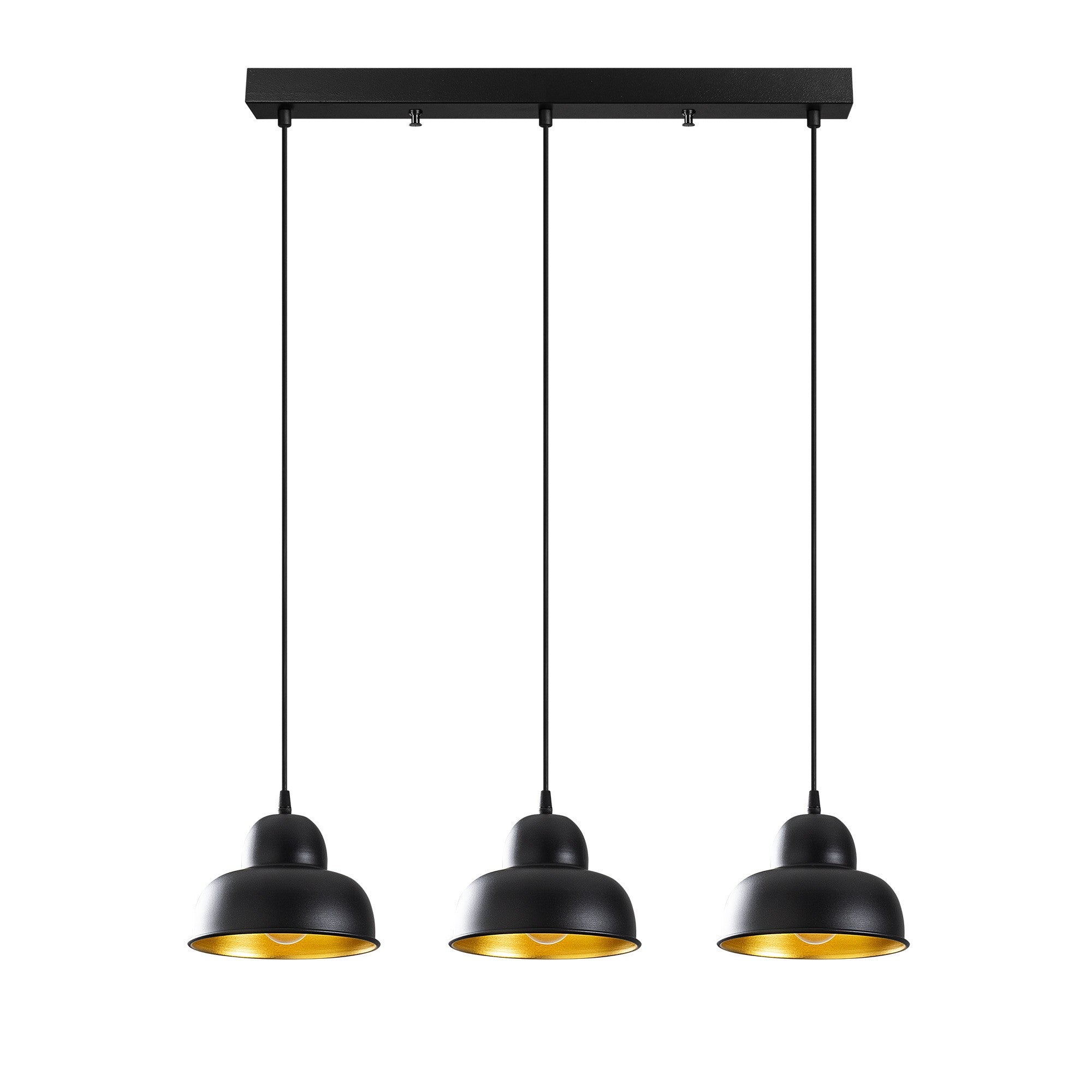 Candeeiro de Teto Industrial Escandinavo, Corpo em Metal Preto, 70 x 40 cm, Altura 111 cm, Ajustável, 3 x E27 Máx. 40 W, Iluminação Elegante para Espaços Modernos
