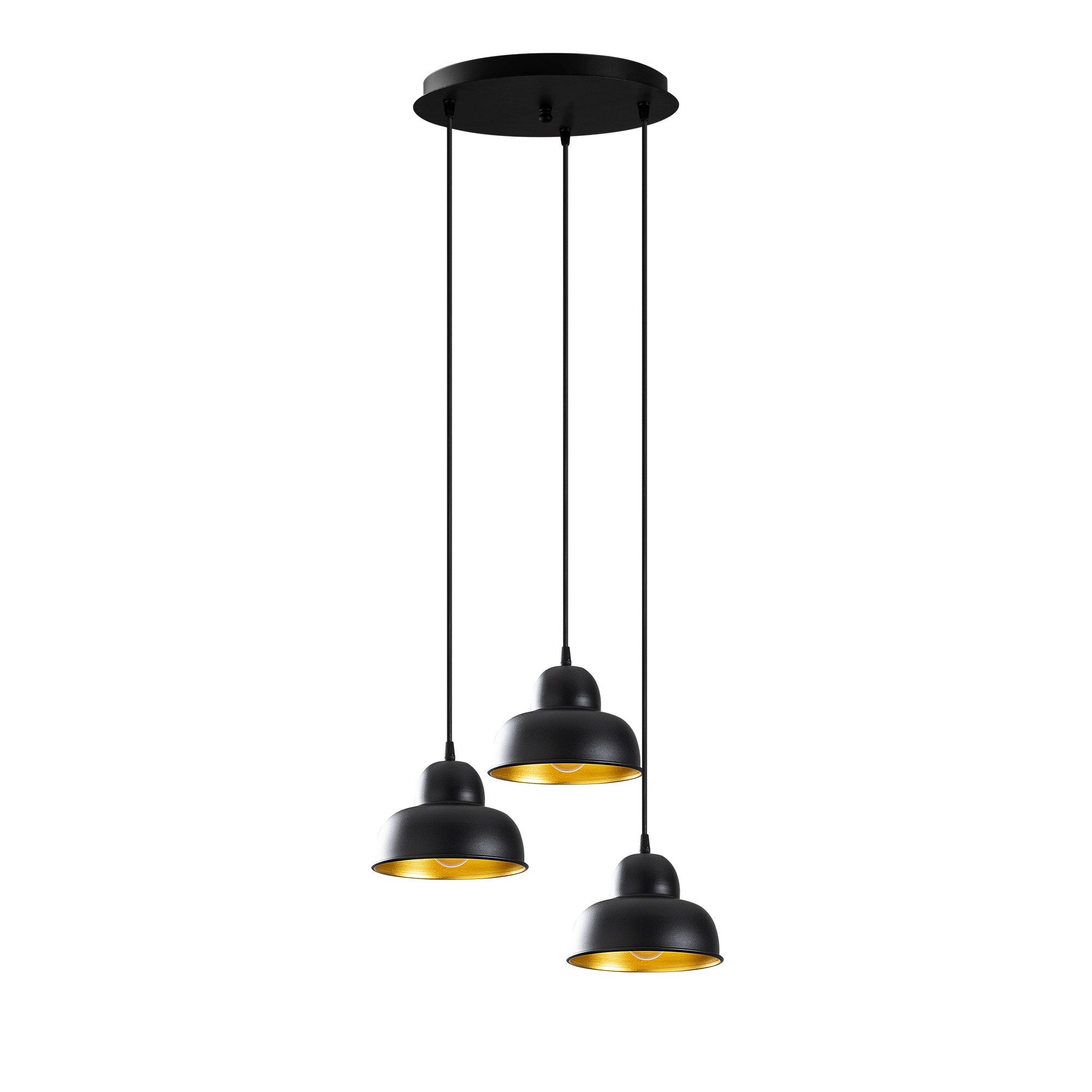 Candeeiro de Teto Industrial Escandinavo, Corpo em Metal Preto, 40 cm de Diâmetro, 110 cm de Altura, Ajustável, 3 x E27 Máx. 40 W | Iluminação Elegante para Espaços Modernos