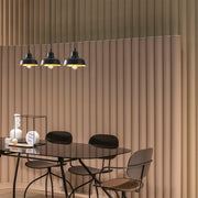 Candeeiro de Teto Industrial Escandinavo, Corpo em Metal Preto, 59 x 19 cm, Altura 108 cm, Ajustável, 3 x E27 máx. 40 W | Iluminação Elegante para Espaços Modernos