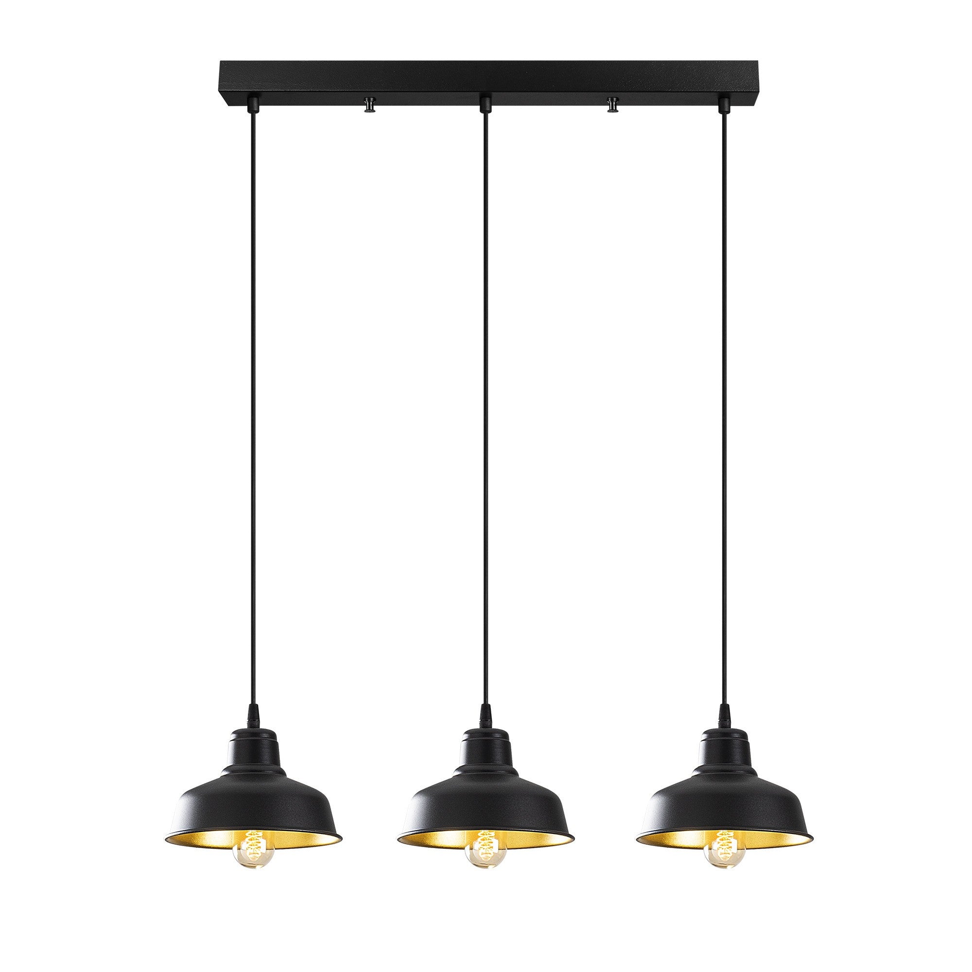 Candeeiro de Teto Industrial Escandinavo, Corpo em Metal Preto, 59 x 19 cm, Altura 108 cm, Ajustável, 3 x E27 máx. 40 W | Iluminação Elegante para Espaços Modernos