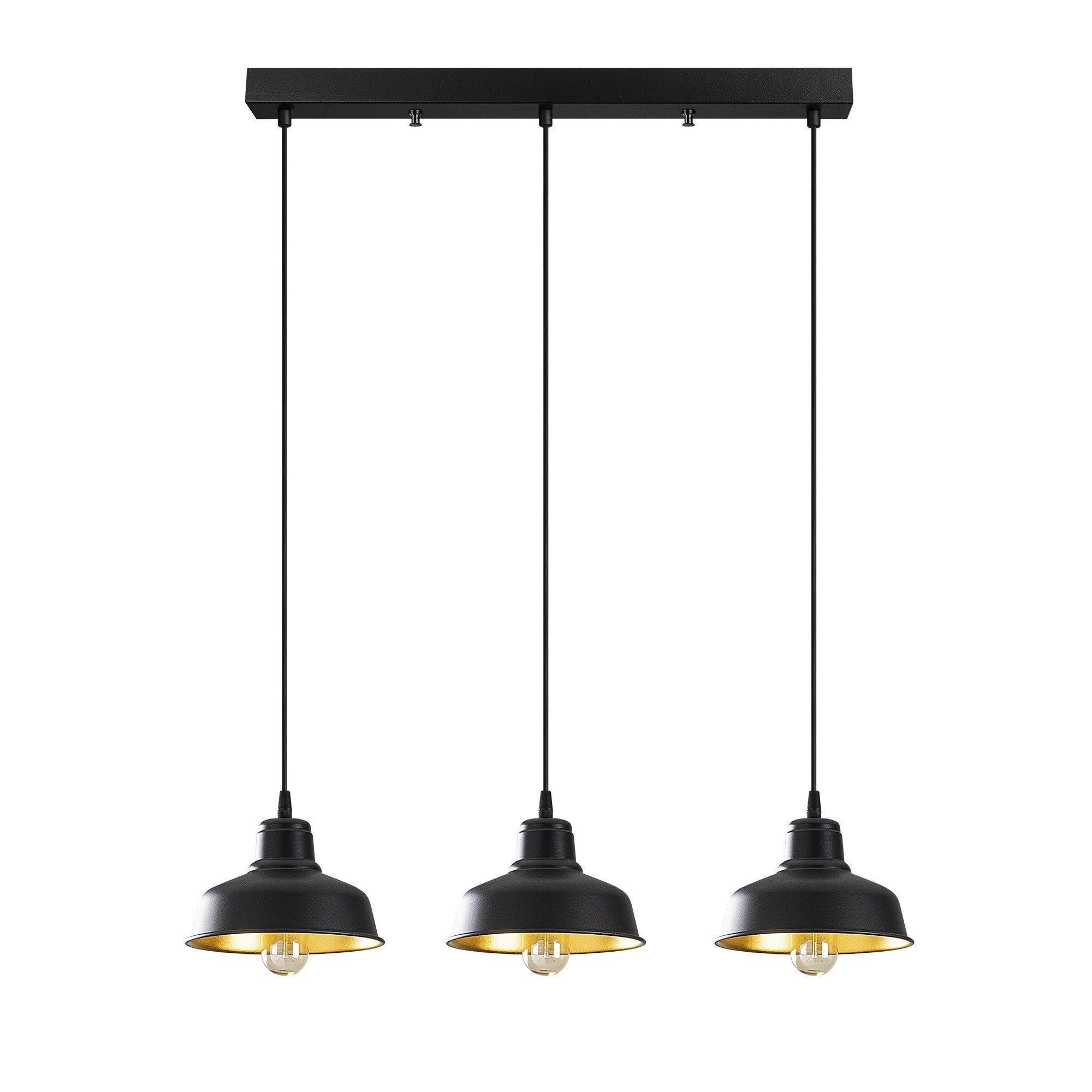 Candeeiro de Teto Industrial Escandinavo, Corpo em Metal Preto, 59 x 19 cm, Altura 108 cm, Ajustável, 3 x E27 máx. 40 W | Iluminação Elegante para Espaços Modernos