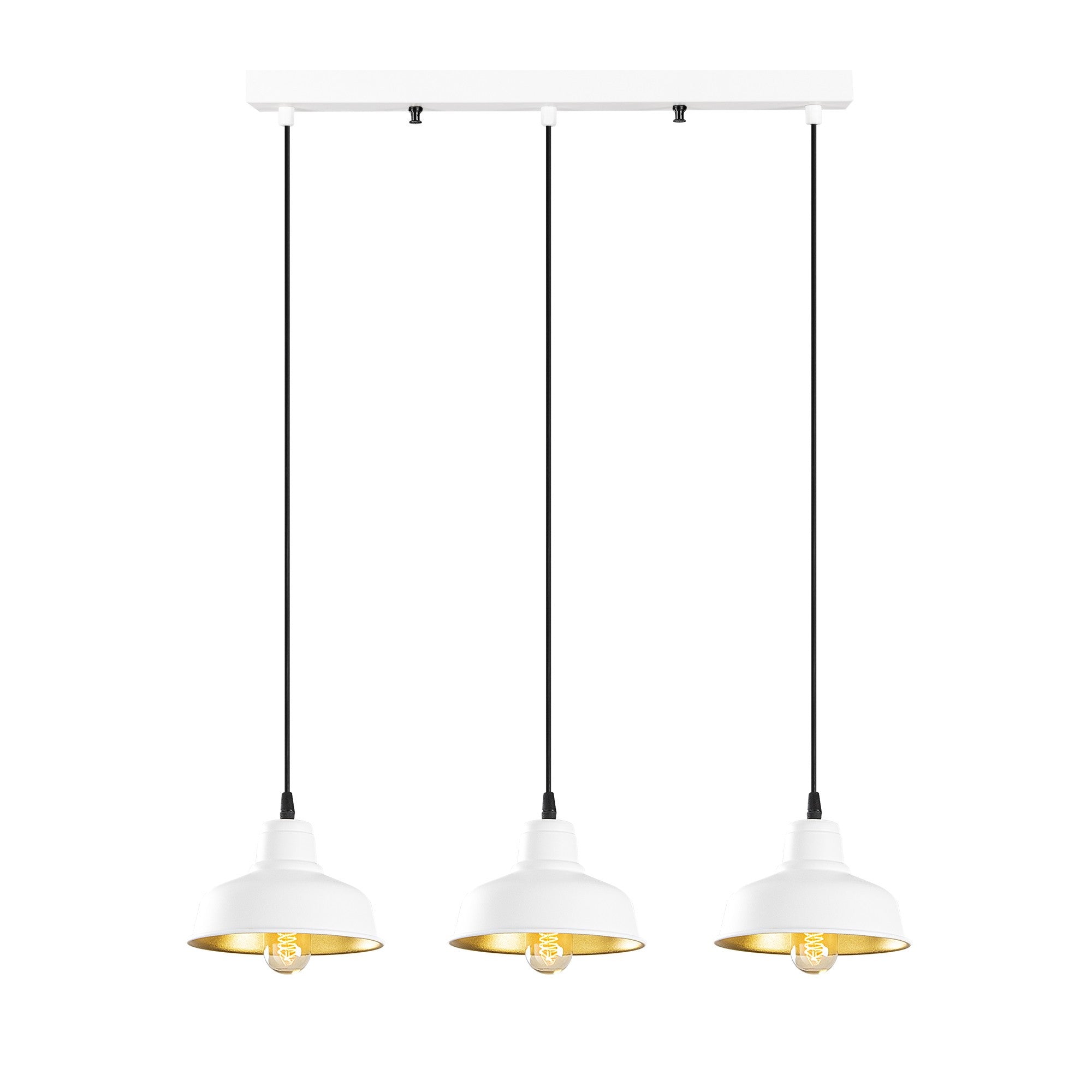 Candeeiro de Teto Escandinavo, Corpo de Metal, 59 x 19 cm, Altura: 108 cm, Ajustável, 3 x E27 Máx. 40 W, Design Branco Elegante para Espaços Modernos, IP20