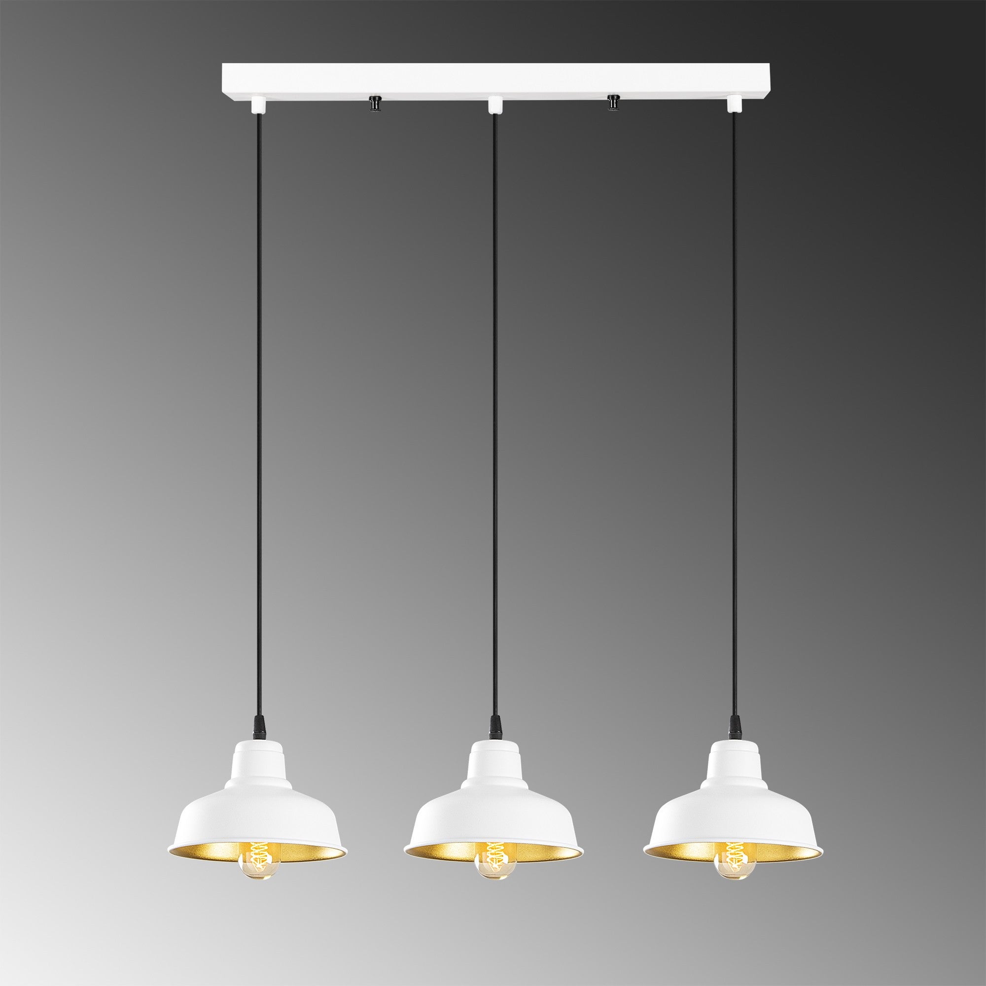 Candeeiro de Teto Escandinavo, Corpo de Metal, 59 x 19 cm, Altura: 108 cm, Ajustável, 3 x E27 Máx. 40 W, Design Branco Elegante para Espaços Modernos, IP20