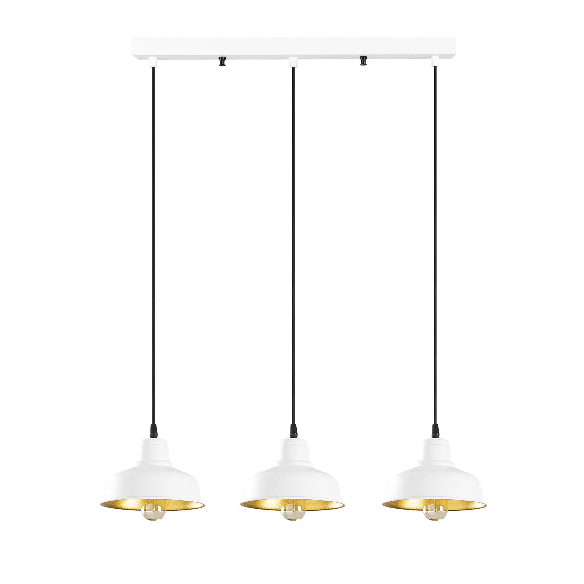 Candeeiro de Teto Escandinavo, Corpo de Metal, 59 x 19 cm, Altura: 108 cm, Ajustável, 3 x E27 Máx. 40 W, Design Branco Elegante para Espaços Modernos, IP20