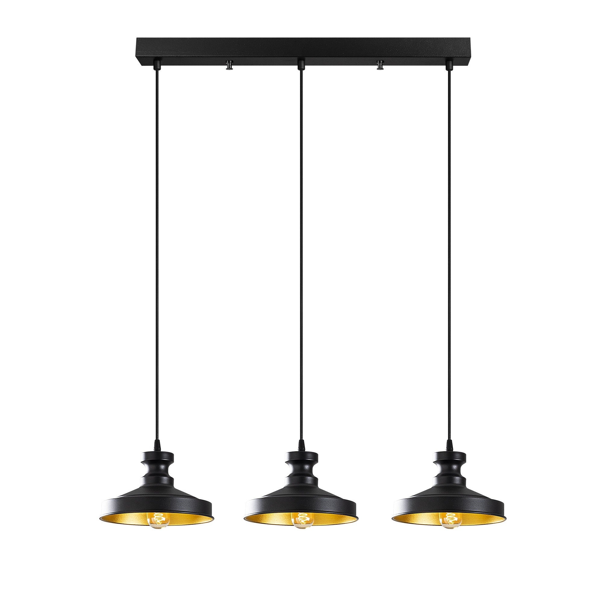 Candeeiro de Teto Industrial Escandinavo, Corpo em Ferro Preto, 72 x 22 cm, Altura 109 cm, Ajustável, 3 x E27 Máx. 40 W, Iluminação Elegante para Espaços Modernos