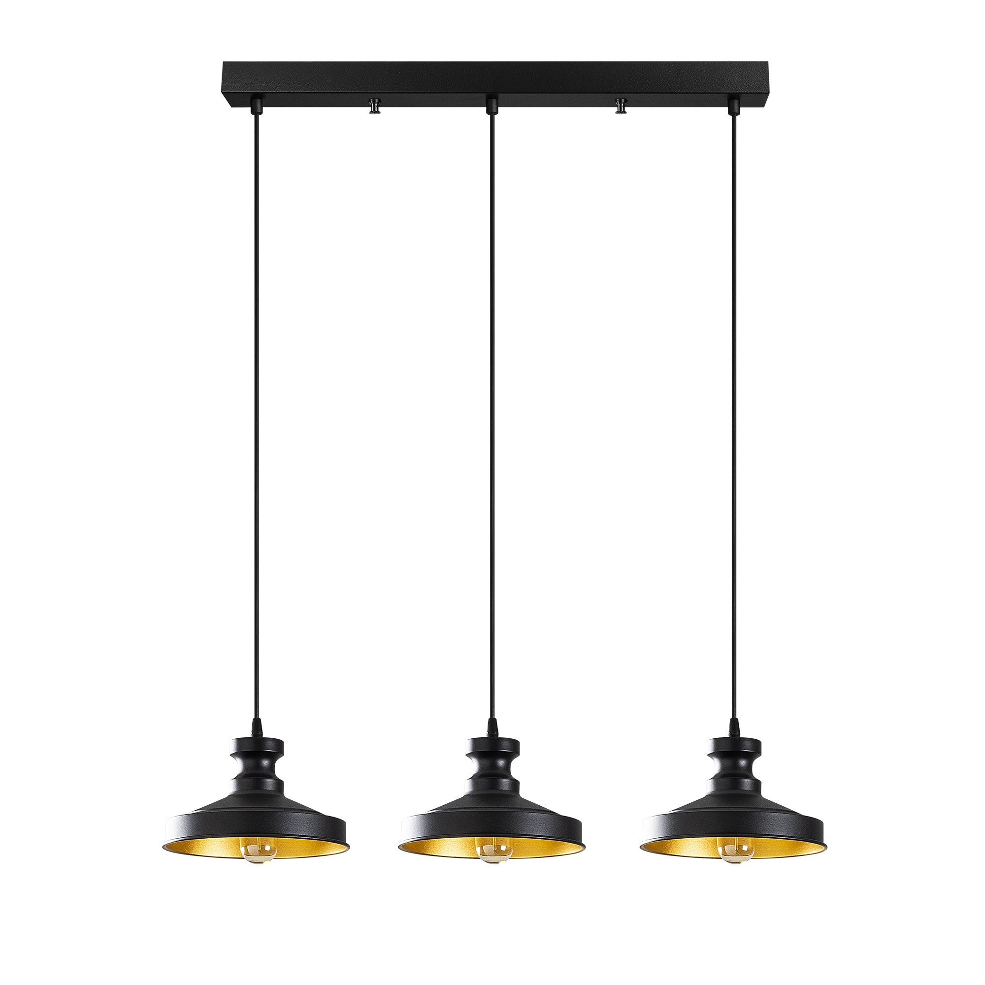 Candeeiro de Teto Industrial Escandinavo, Corpo em Ferro Preto, 72 x 22 cm, Altura 109 cm, Ajustável, 3 x E27 Máx. 40 W, Iluminação Elegante para Espaços Modernos