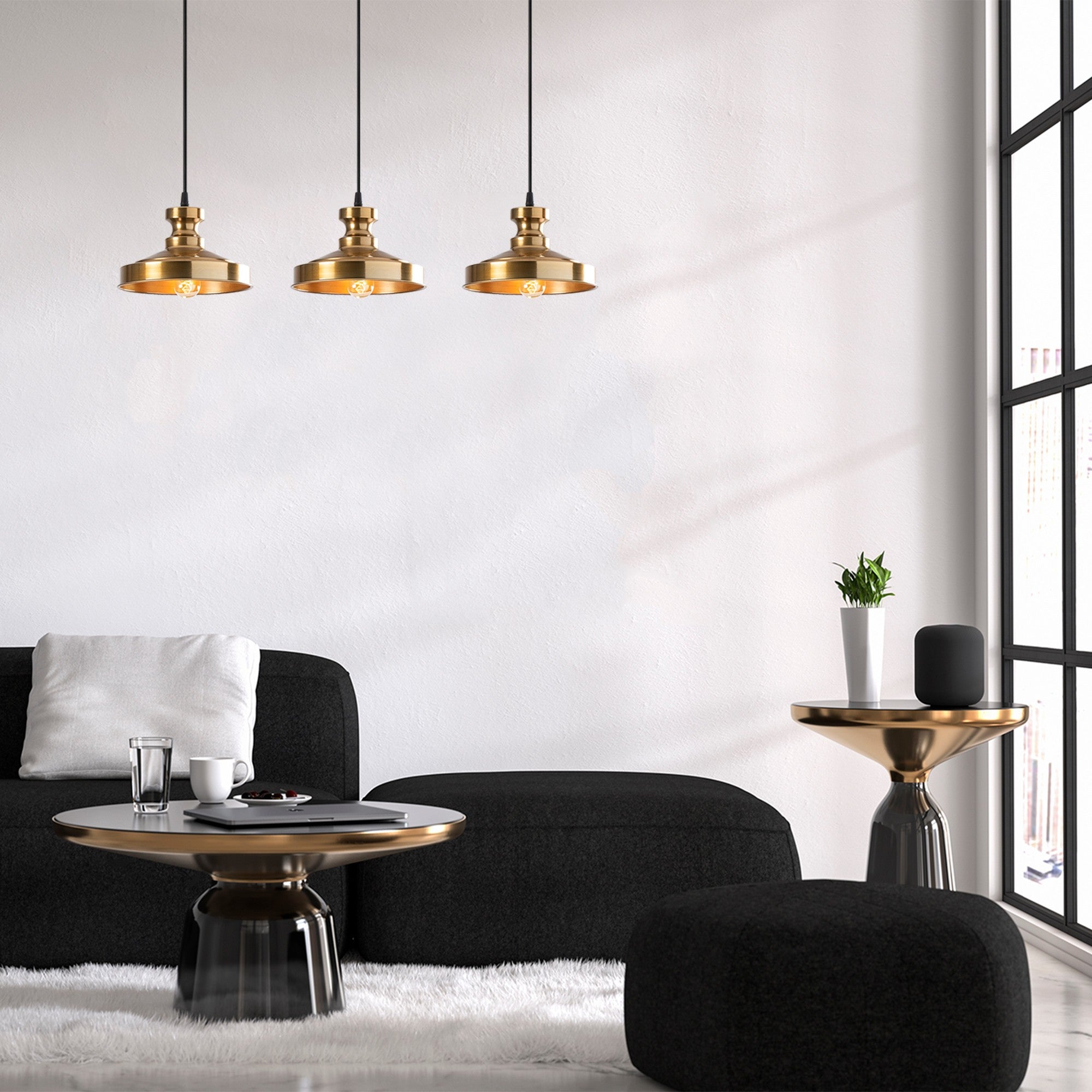 Lustre Vintage Elegante, Corpo em Metal, 72 x 22 cm, Altura 109 cm | Ajustável, 3 x E27 Máx. 40 W | Design Escandinavo Glamouroso para Espaços Modernos