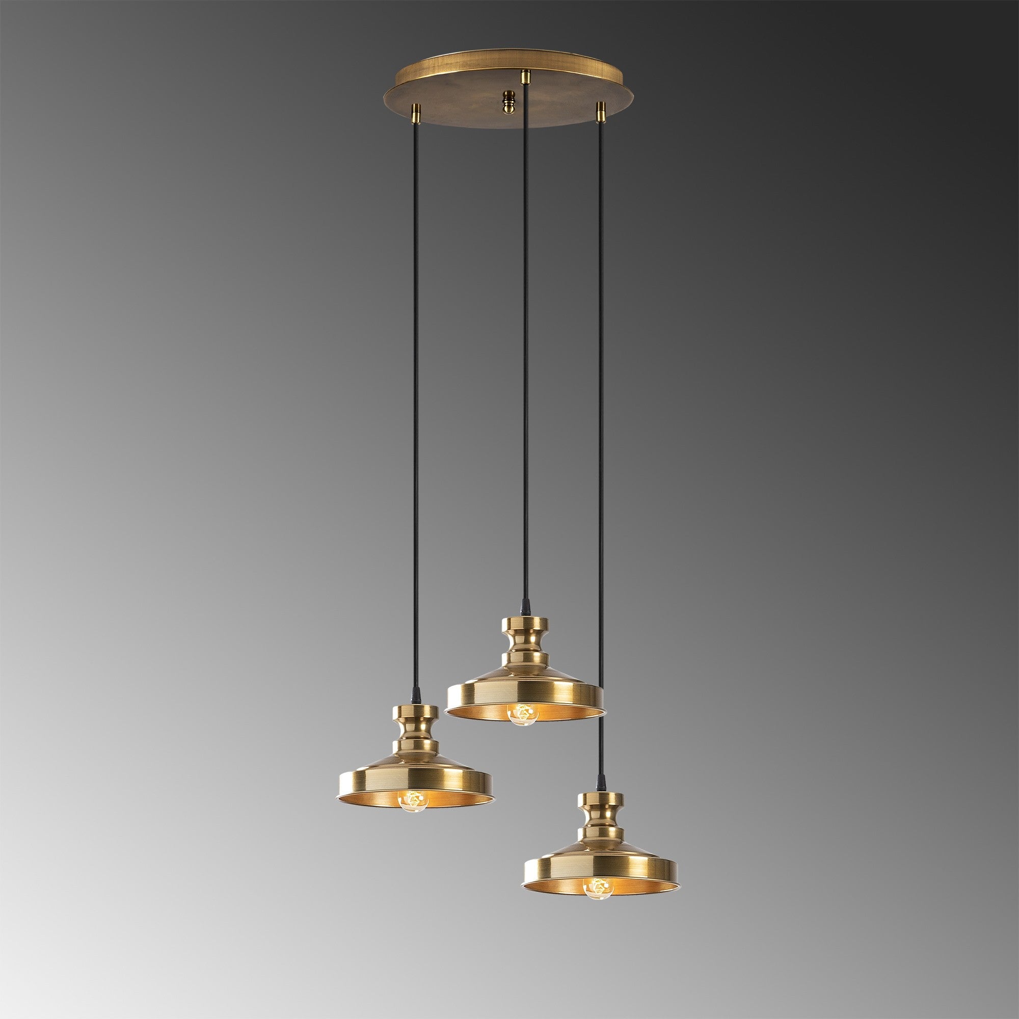 Candeeiro de Teto Vintage Elegante, 42 cm de Diâmetro, 109 cm de Altura | Corpo em Metal, Altura Ajustável, 3 x E27 Máx. 40 W | Design Escandinavo Glamouroso para Espaços Modernos