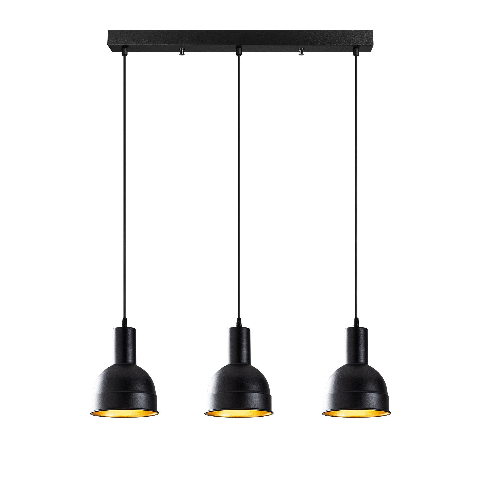 Candeeiro de Teto Industrial Escandinavo, Corpo em Metal Preto, 67 x 17 cm, Altura 118 cm, Ajustável, 3 x E27 máx. 40 W | Iluminação Elegante para Espaços Modernos