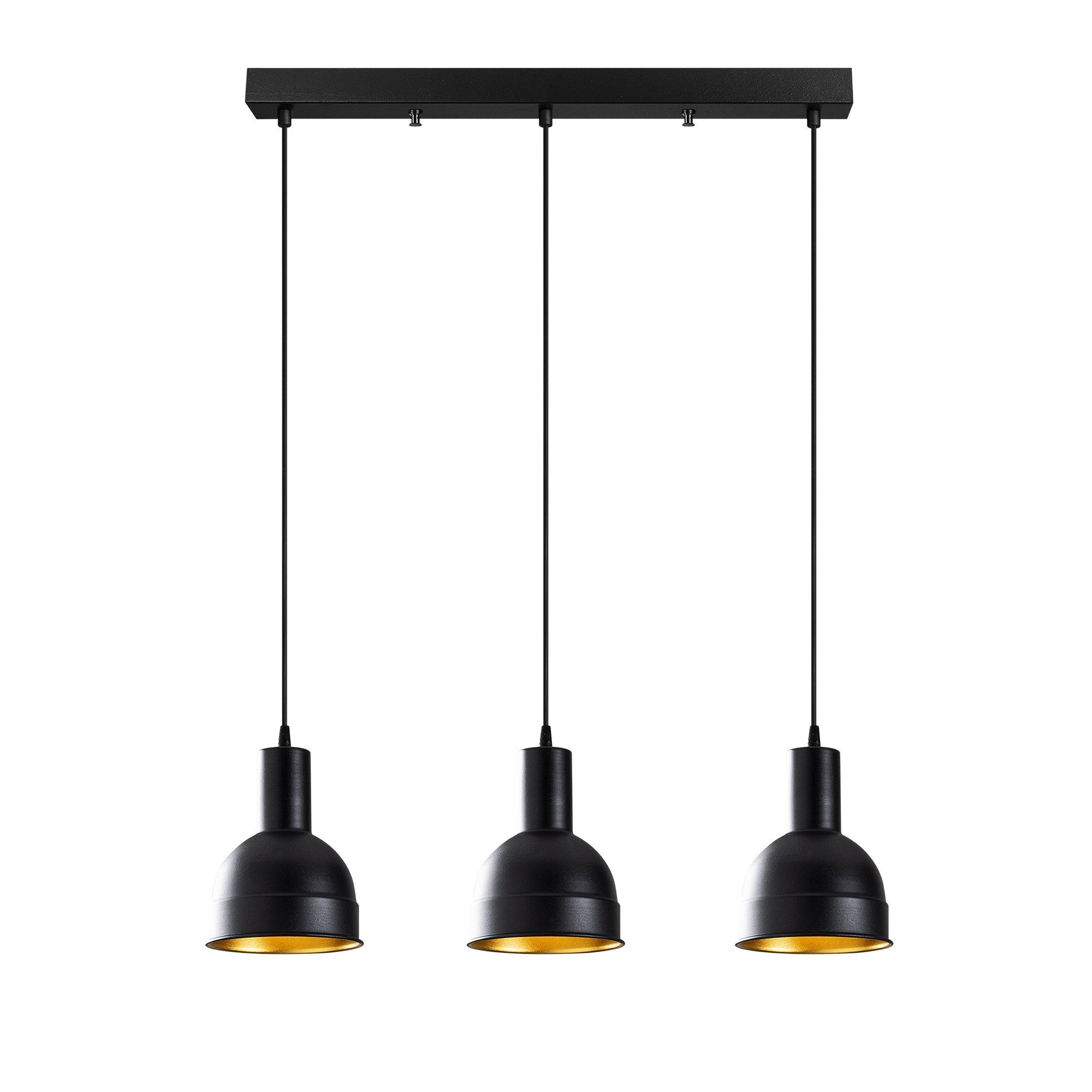 Candeeiro de Teto Industrial Escandinavo, Corpo em Metal Preto, 67 x 17 cm, Altura 118 cm, Ajustável, 3 x E27 máx. 40 W | Iluminação Elegante para Espaços Modernos