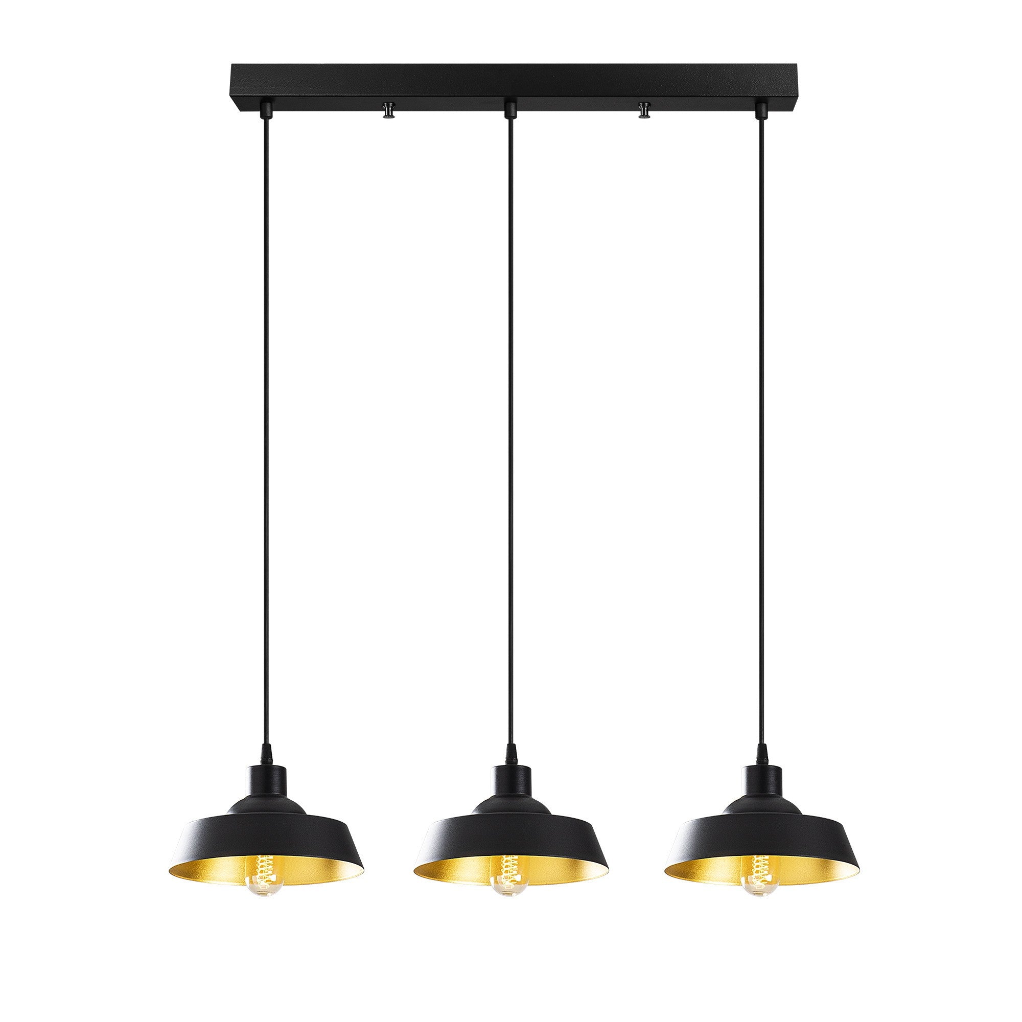 Candeeiro de Teto Industrial Escandinavo, Corpo em Metal Preto, 72 x 22 cm, Altura 107 cm, Ajustável, 3 x E27 máx. 40 W | Iluminação Elegante para Espaços Modernos