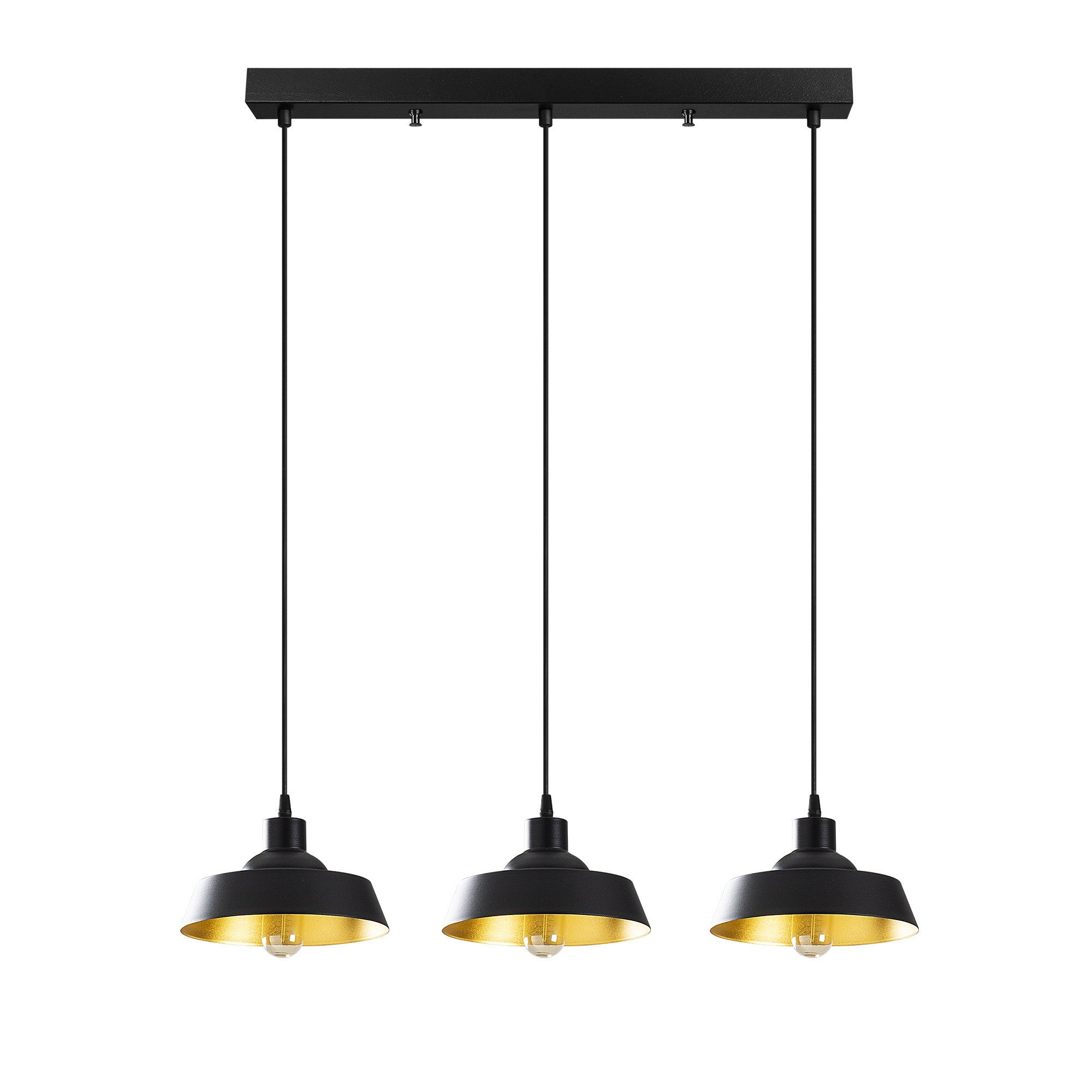 Candeeiro de Teto Industrial Escandinavo, Corpo em Metal Preto, 72 x 22 cm, Altura 107 cm, Ajustável, 3 x E27 máx. 40 W | Iluminação Elegante para Espaços Modernos