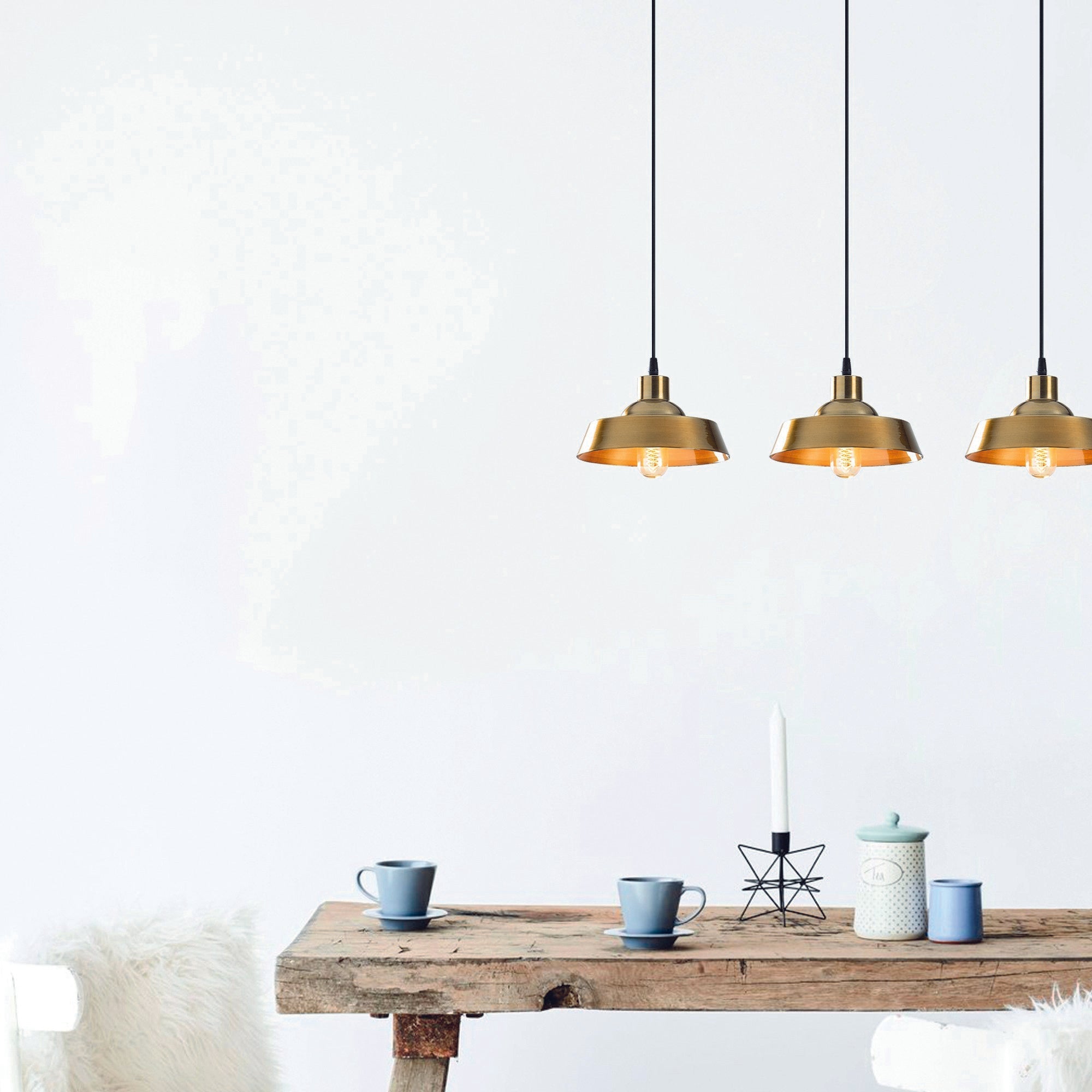 Lustre Vintage Elegante, Corpo em Metal, 72 x 22 cm, Altura 107 cm | Ajustável, 3 x E27 Máx. 40 W | Design Escandinavo Glamouroso para Espaços Modernos
