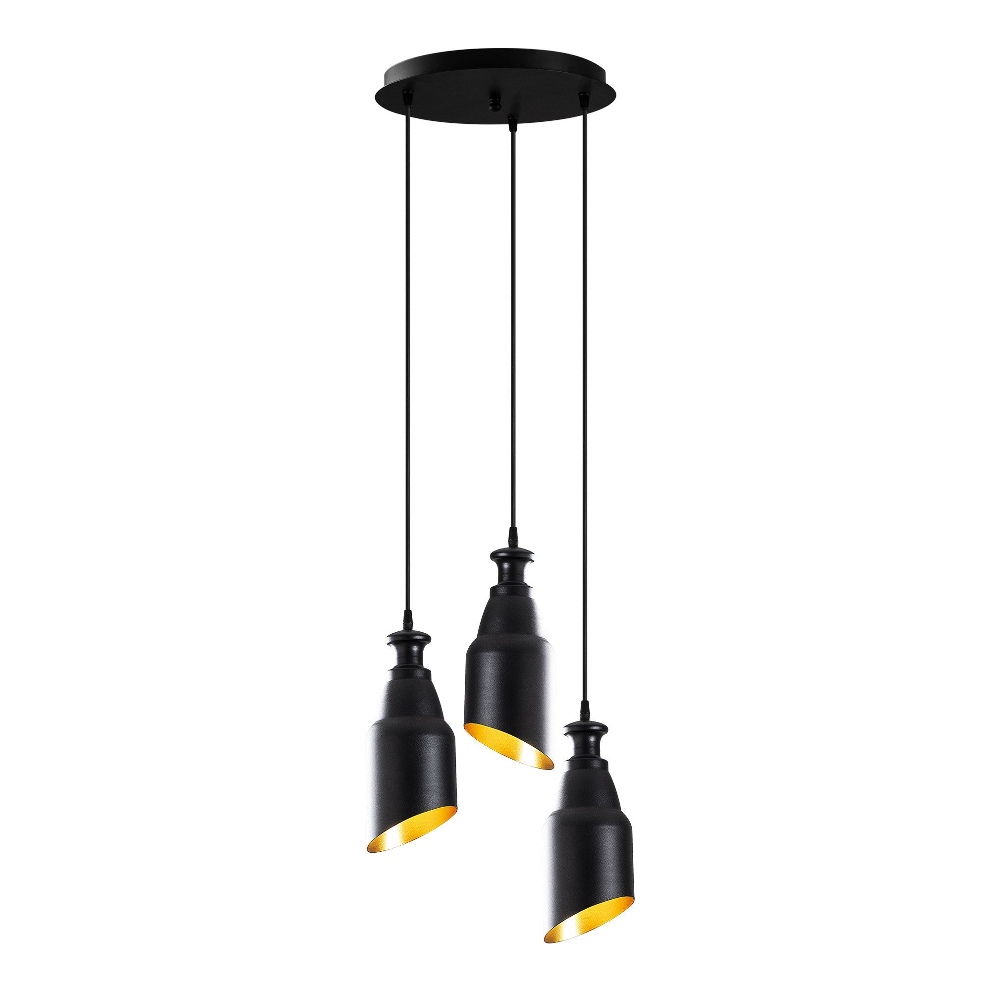 Candeeiro de Teto Industrial Escandinavo, Corpo em Metal Preto, 33 x 33 cm, Altura 126 cm, Ajustável, 3 x E27 Máx. 40 W, Iluminação Elegante para Espaços Modernos