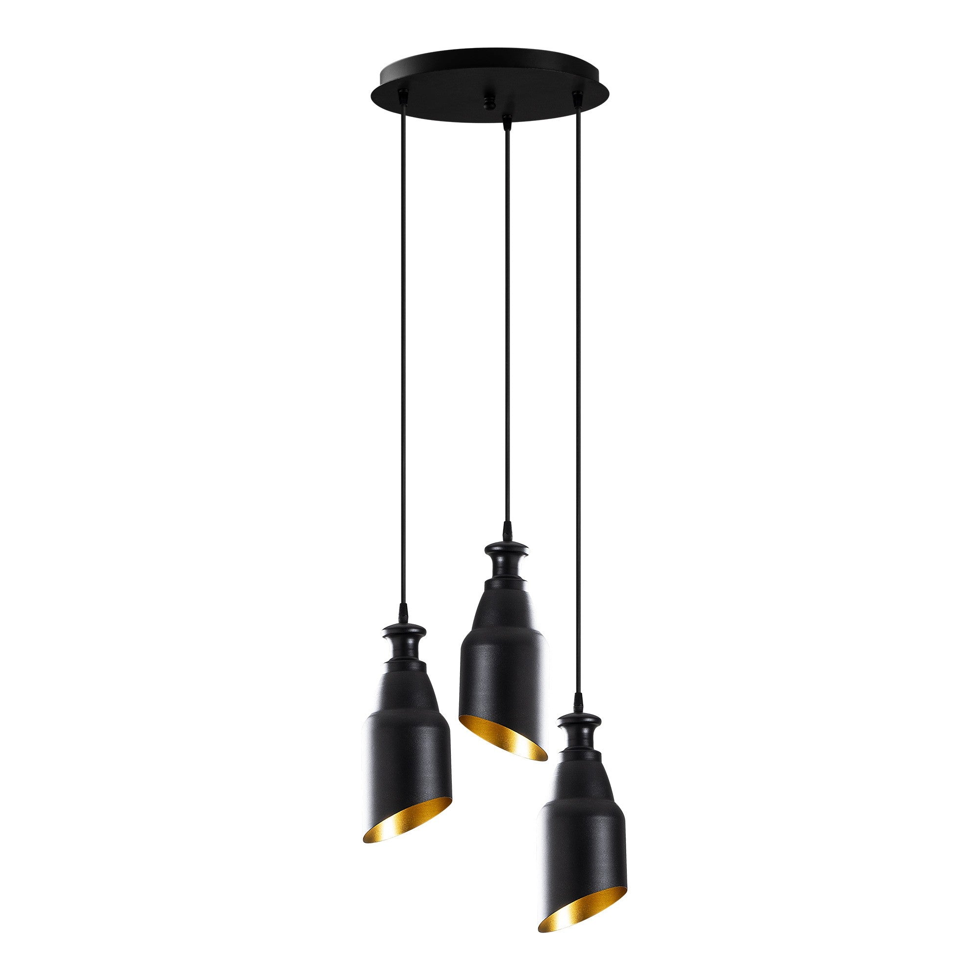 Candeeiro de Teto Industrial Escandinavo, Corpo em Metal Preto, 33 x 33 cm, Altura 126 cm, Ajustável, 3 x E27 Máx. 40 W, Iluminação Elegante para Espaços Modernos