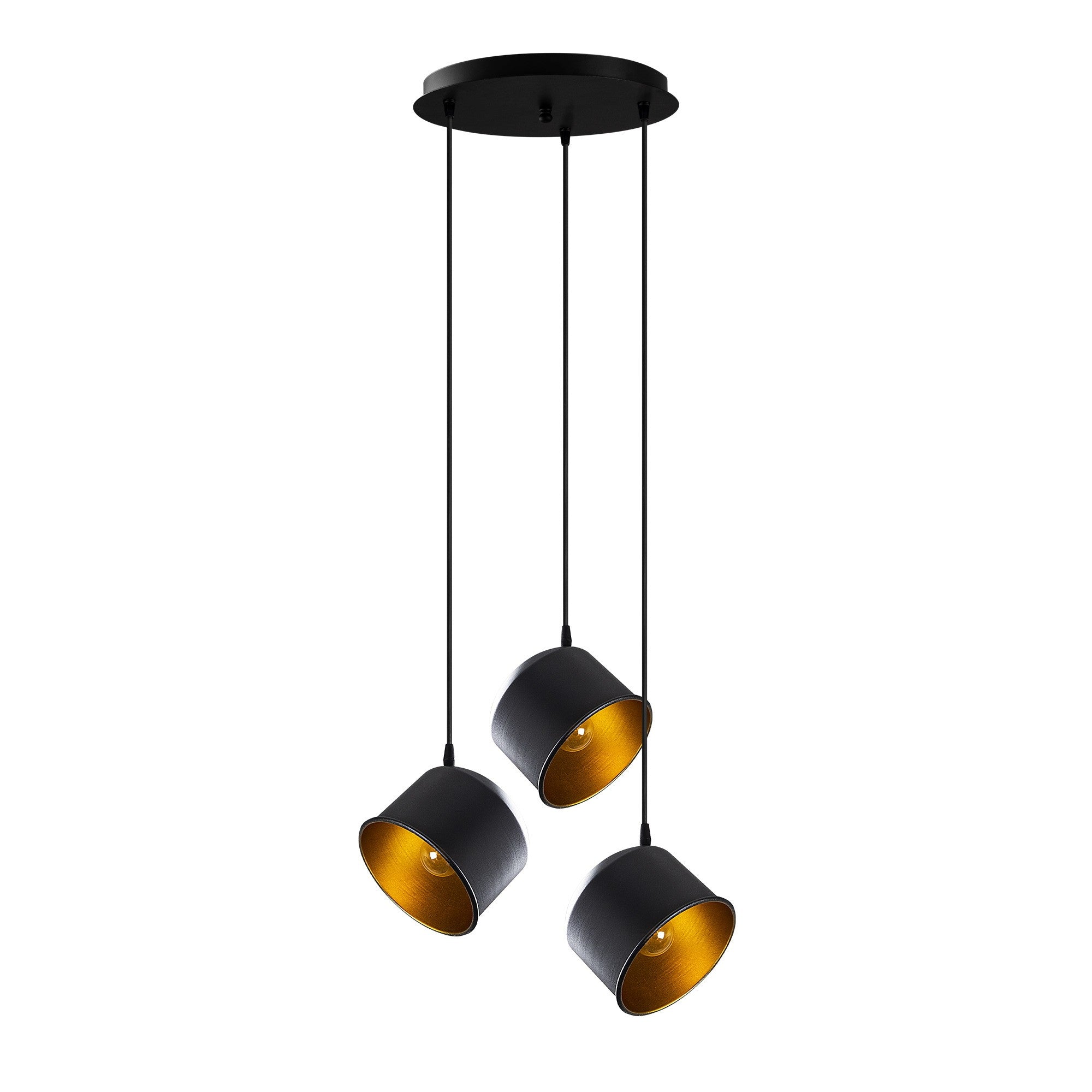 Candeeiro de Teto Industrial Escandinavo, Corpo em Ferro Preto, 38 cm de Diâmetro, 110 cm de Altura, Ajustável, 3 x E27 máx. 40 W | Iluminação Elegante para Espaços Modernos