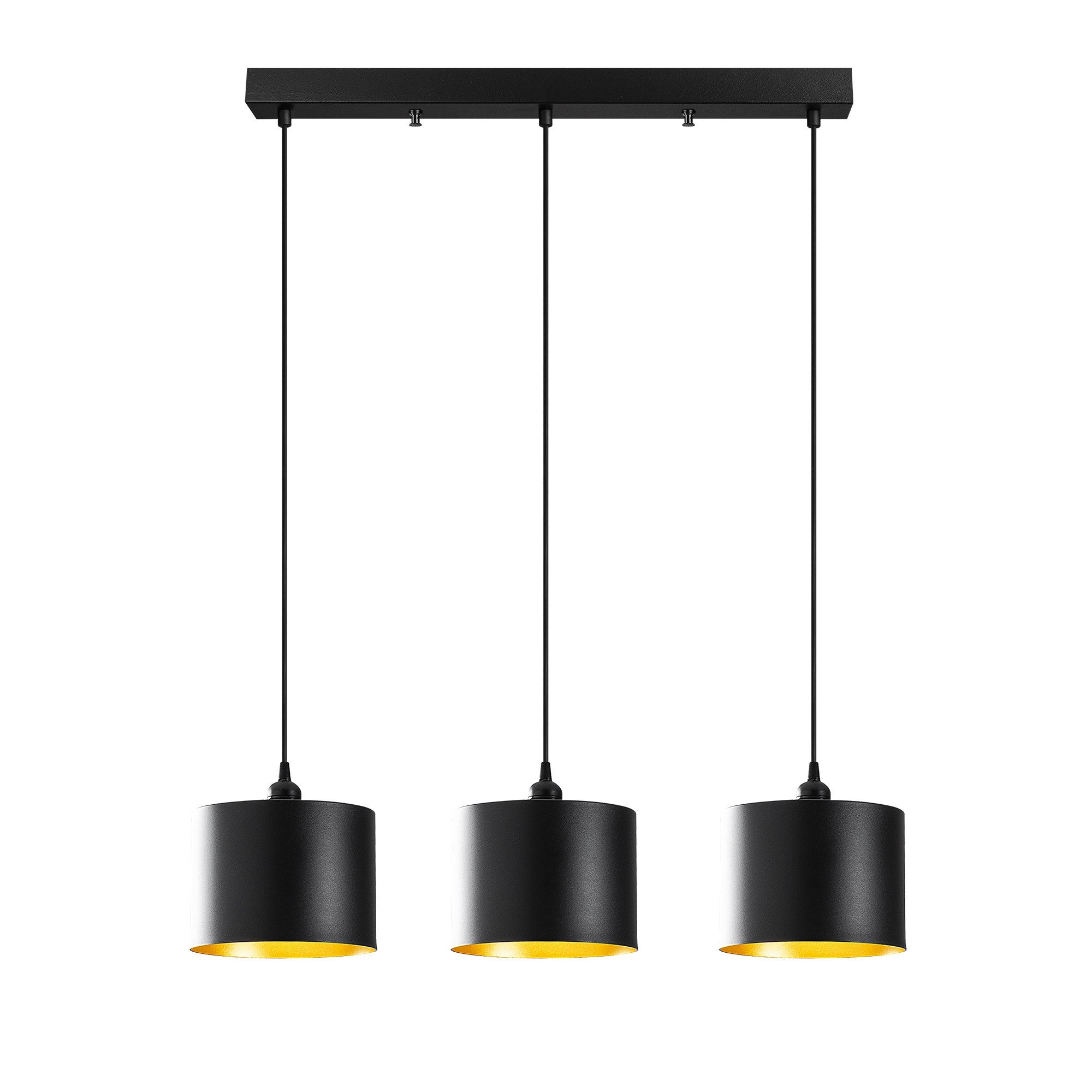 Candeeiro de Teto Industrial Escandinavo, Corpo em Metal Preto, 70 x 20 cm, Altura 110 cm, Ajustável, 3 x E27 Máx. 40 W, Iluminação Elegante para Espaços Modernos