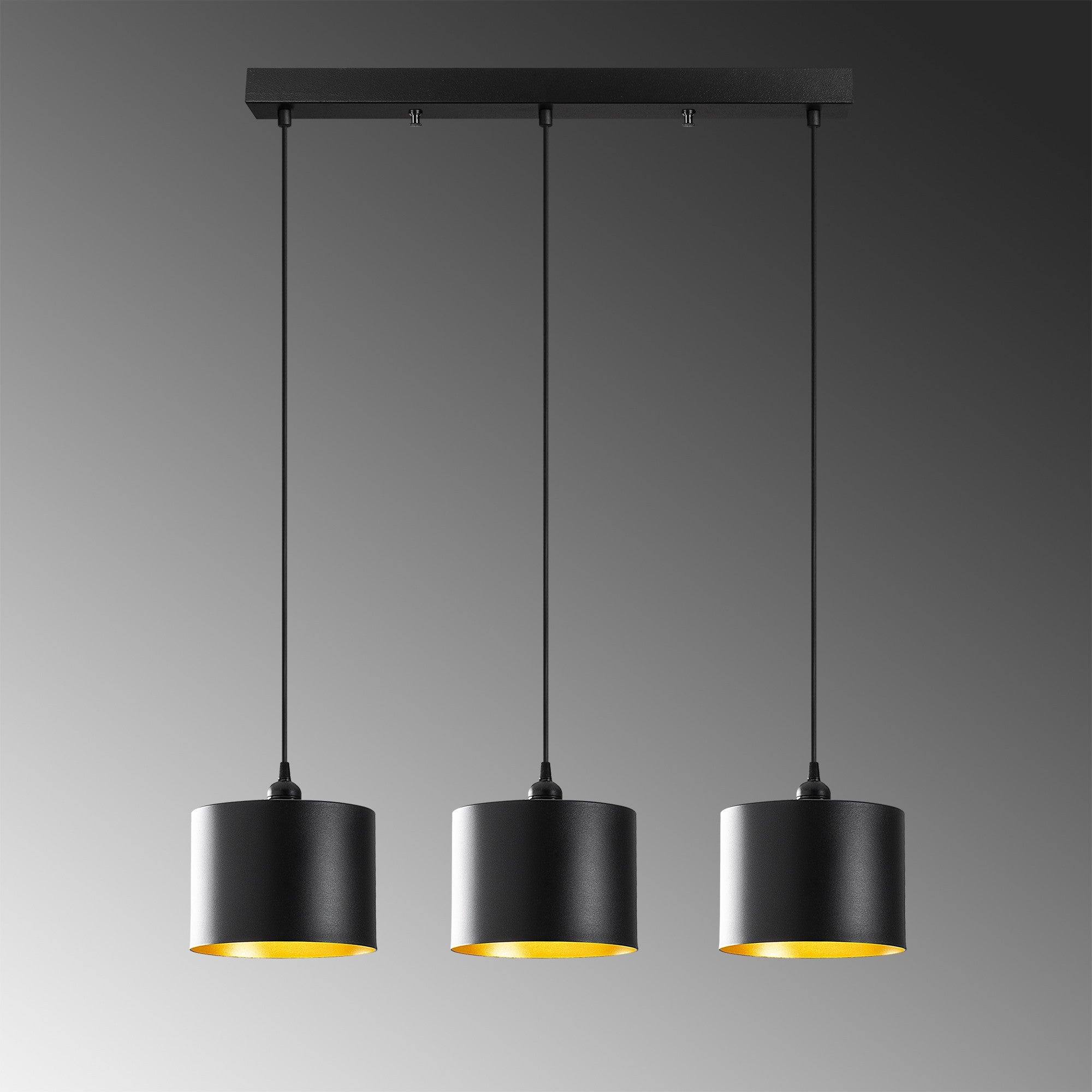Candeeiro de Teto Industrial Escandinavo, Corpo em Metal Preto, 70 x 20 cm, Altura 110 cm, Ajustável, 3 x E27 Máx. 40 W, Iluminação Elegante para Espaços Modernos