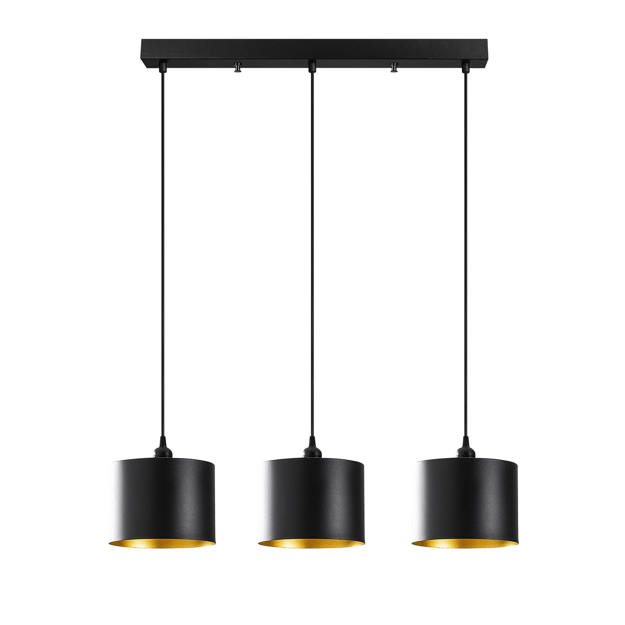 Candeeiro de Teto Industrial Escandinavo, Corpo em Metal Preto, 70 x 20 cm, Altura 110 cm, Ajustável, 3 x E27 Máx. 40 W, Iluminação Elegante para Espaços Modernos