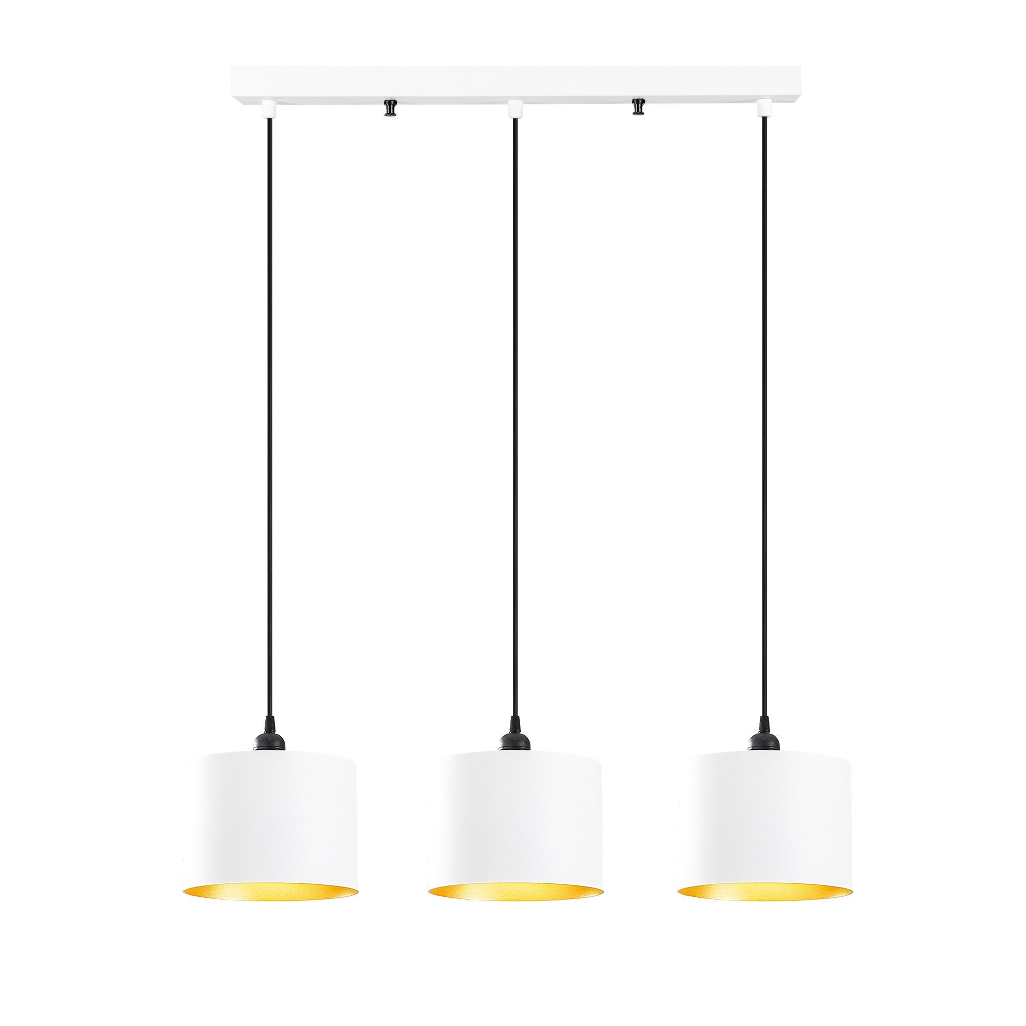 Candeeiro de Teto Escandinavo, Corpo de Metal, 70 x 20 cm, Altura: 110 cm, Ajustável, 3 x E27 Máx. 40 W, Design Branco Elegante para Espaços Modernos, IP20