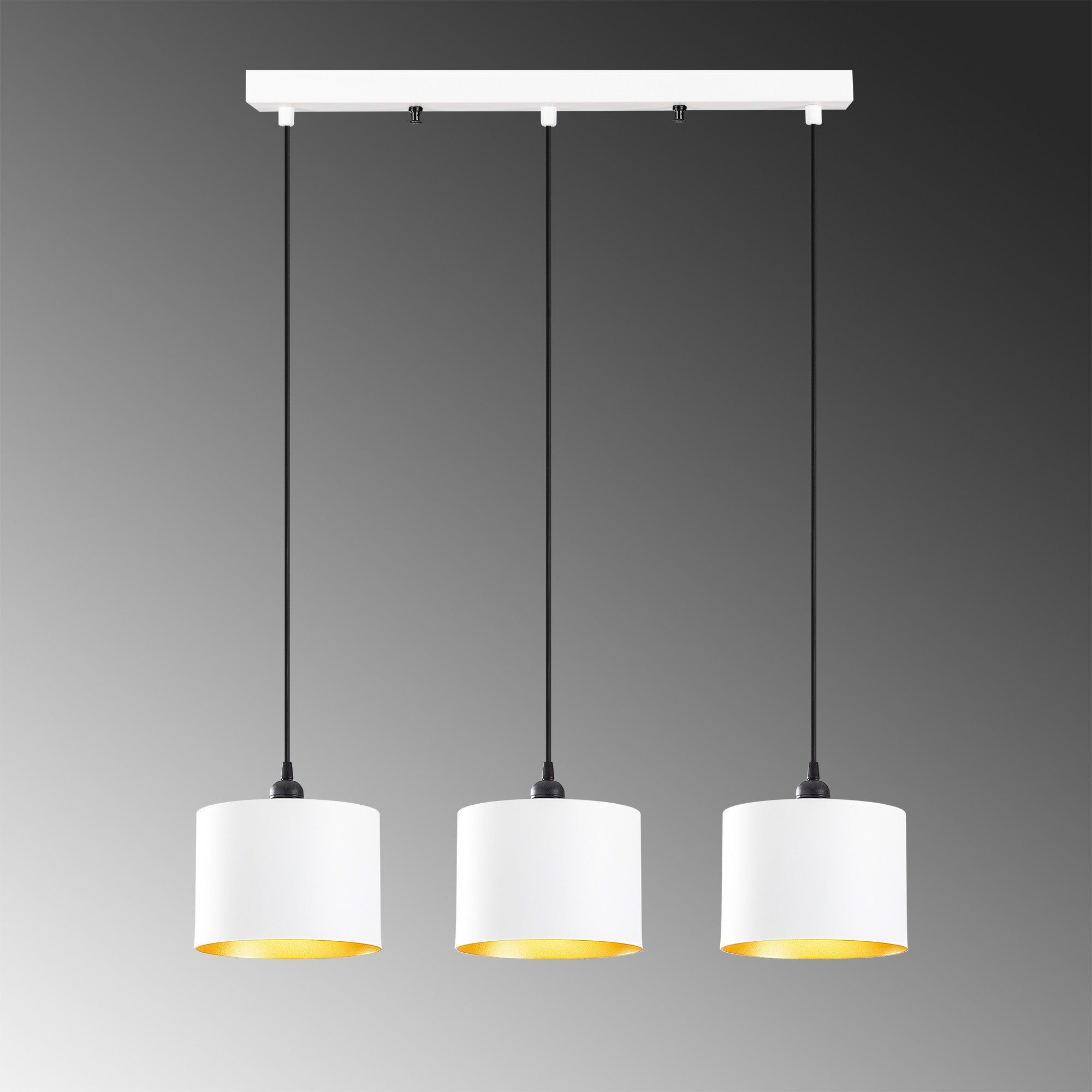 Candeeiro de Teto Escandinavo, Corpo de Metal, 70 x 20 cm, Altura: 110 cm, Ajustável, 3 x E27 Máx. 40 W, Design Branco Elegante para Espaços Modernos, IP20