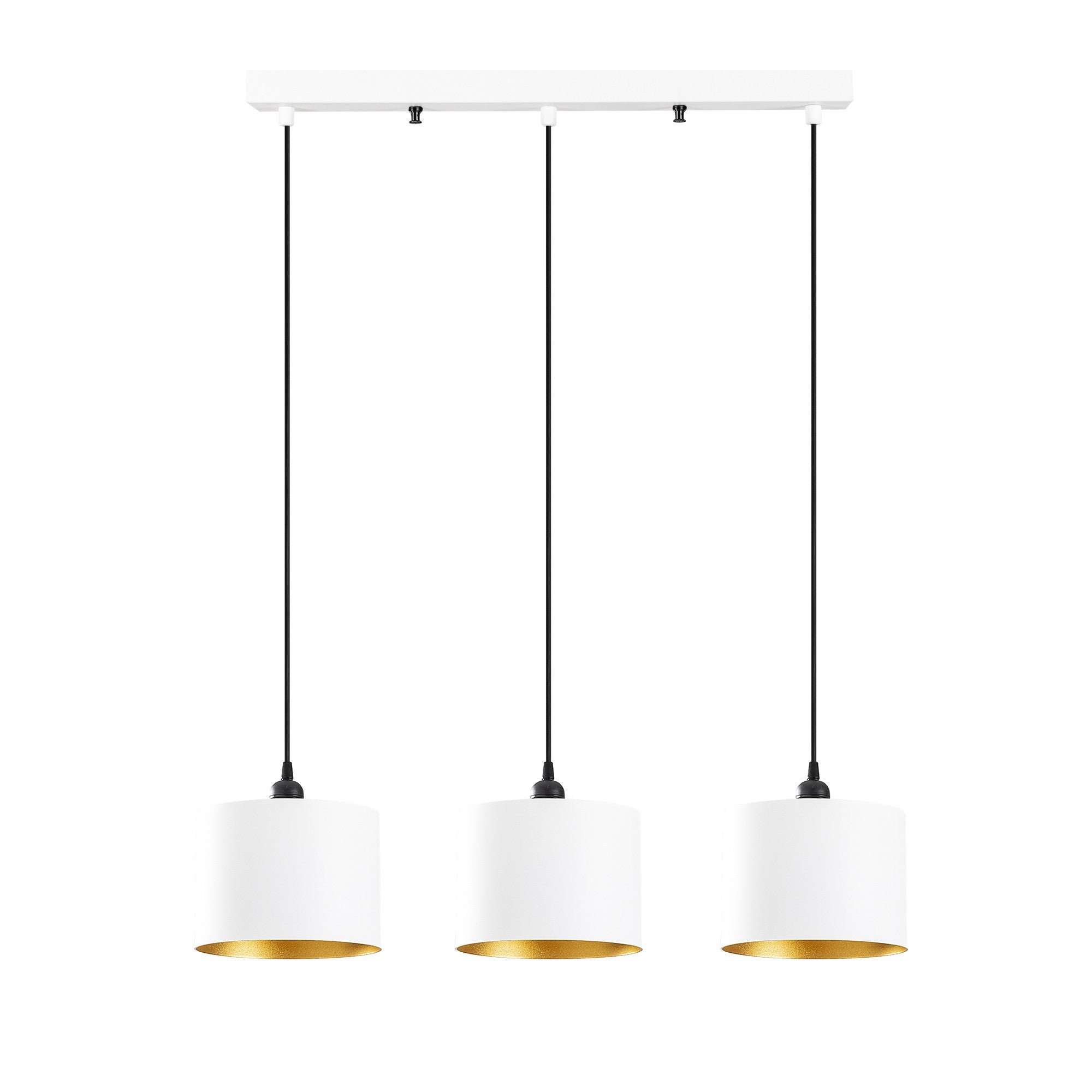 Candeeiro de Teto Escandinavo, Corpo de Metal, 70 x 20 cm, Altura: 110 cm, Ajustável, 3 x E27 Máx. 40 W, Design Branco Elegante para Espaços Modernos, IP20