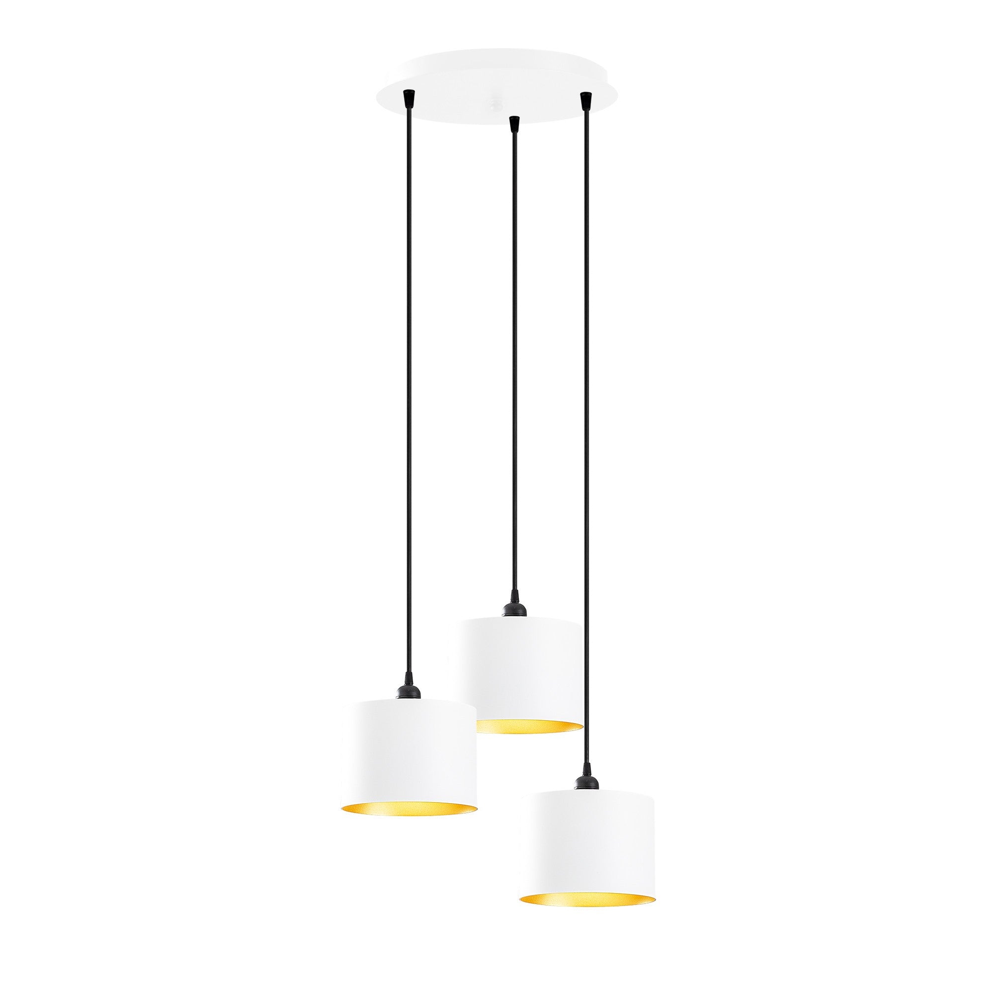 Candeeiro de Teto Escandinavo, Corpo em Ferro Branco, 40 cm de Diâmetro, 111 cm de Altura, Ajustável, 3 x E27 Máx. 40 W, Design Elegante para Espaços Modernos