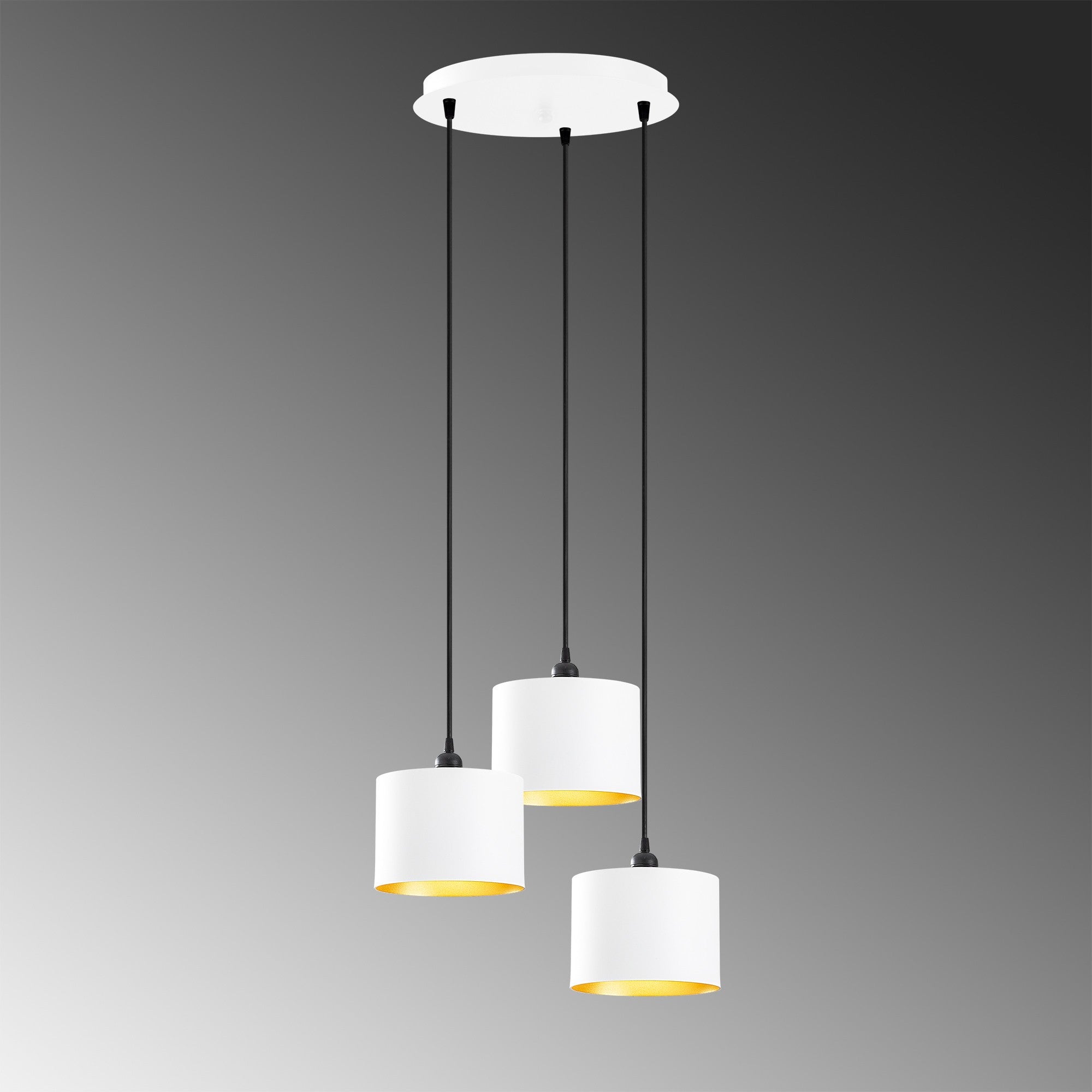 Candeeiro de Teto Escandinavo, Corpo em Ferro Branco, 40 cm de Diâmetro, 111 cm de Altura, Ajustável, 3 x E27 Máx. 40 W, Design Elegante para Espaços Modernos
