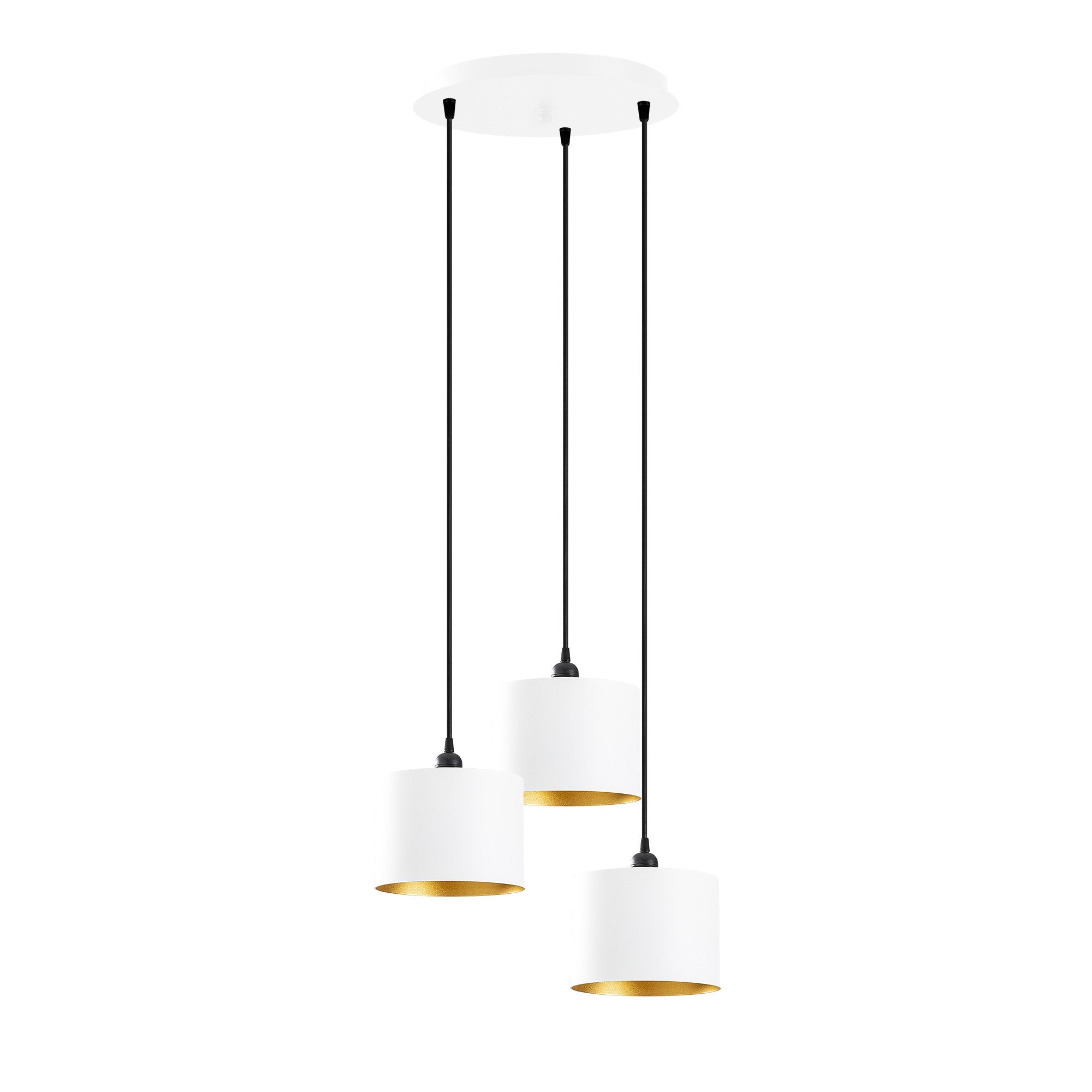 Candeeiro de Teto Escandinavo, Corpo em Ferro Branco, 40 cm de Diâmetro, 111 cm de Altura, Ajustável, 3 x E27 Máx. 40 W, Design Elegante para Espaços Modernos