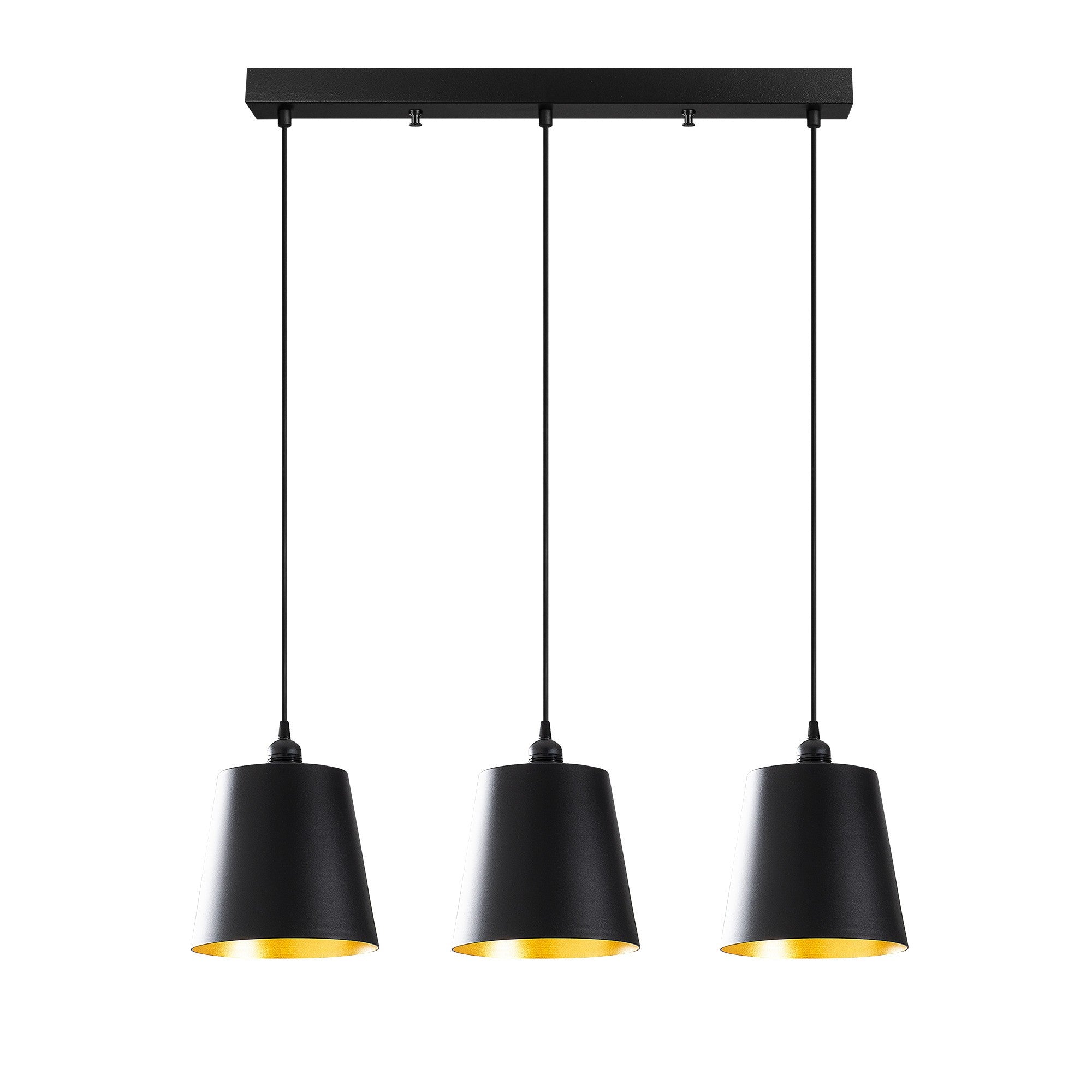 Candeeiro de Teto Industrial Escandinavo, Corpo em Metal Preto, 60 x 21 cm, Altura 117 cm, Ajustável, 3 x E27 máx. 40 W | Iluminação Elegante para Espaços Modernos