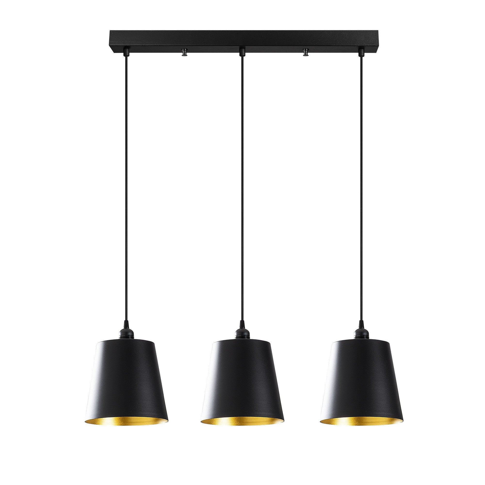 Candeeiro de Teto Industrial Escandinavo, Corpo em Metal Preto, 60 x 21 cm, Altura 117 cm, Ajustável, 3 x E27 máx. 40 W | Iluminação Elegante para Espaços Modernos