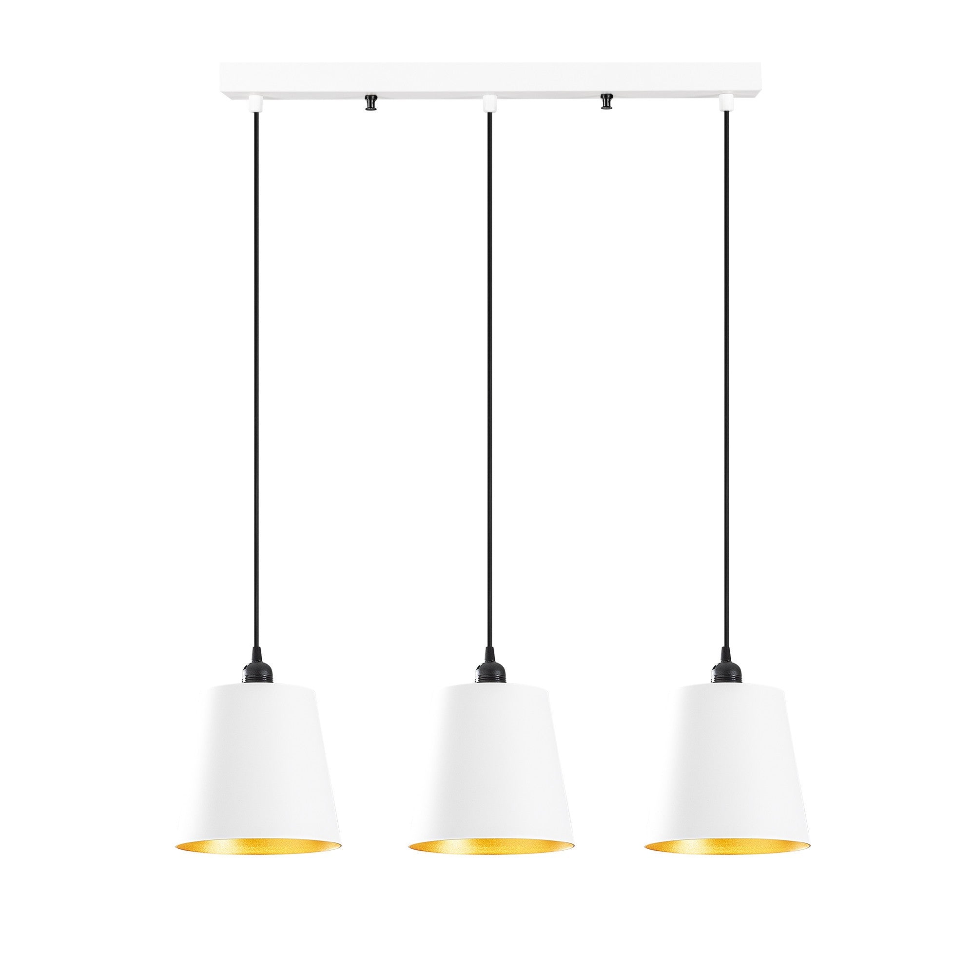Candeeiro de Teto escandinavo, corpo de metal, 60 x 21 cm, altura 117 cm, ajustável, 3 x E27 máx. 40 W, design branco elegante para espaços modernos, classificação IP20