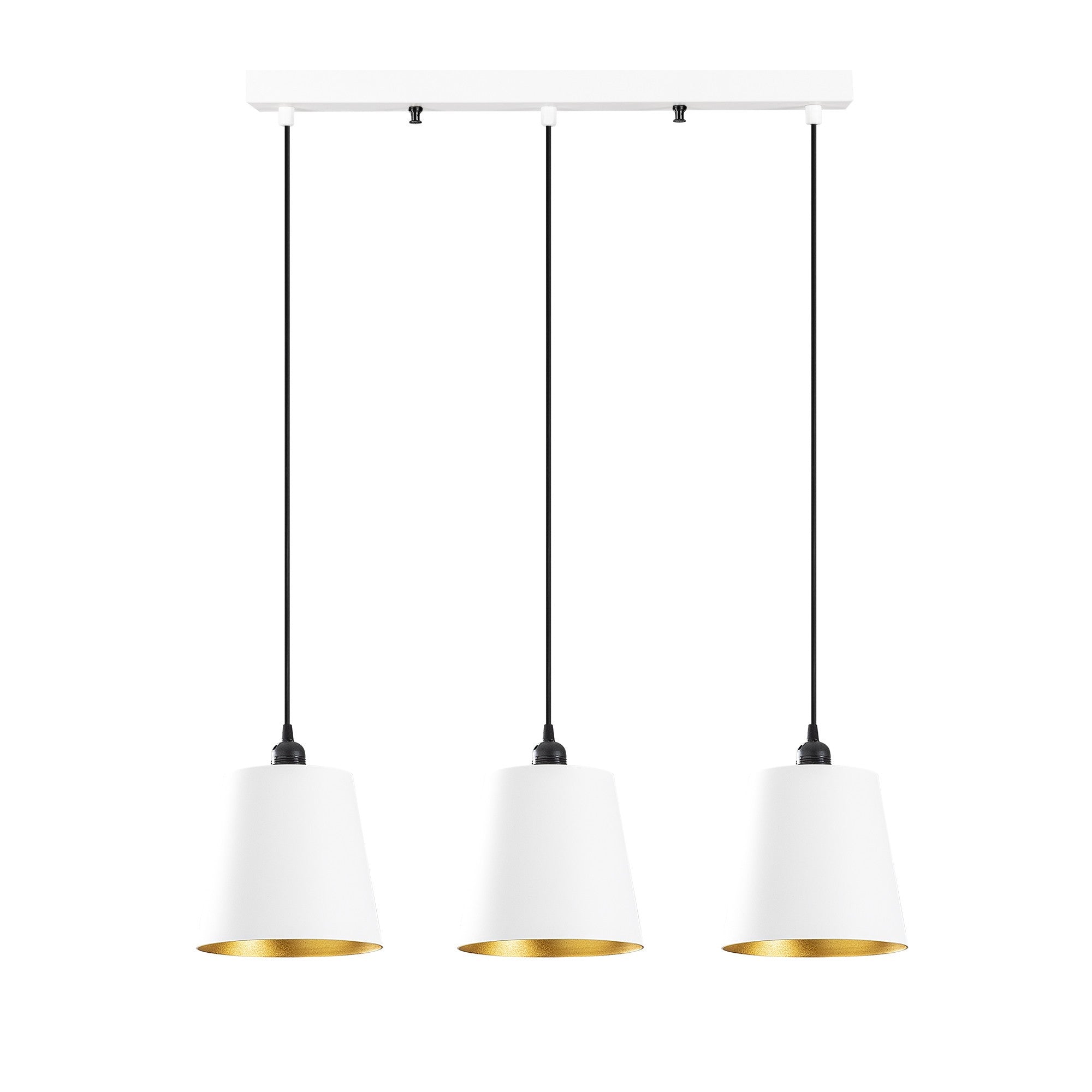 Candeeiro de Teto escandinavo, corpo de metal, 60 x 21 cm, altura 117 cm, ajustável, 3 x E27 máx. 40 W, design branco elegante para espaços modernos, classificação IP20