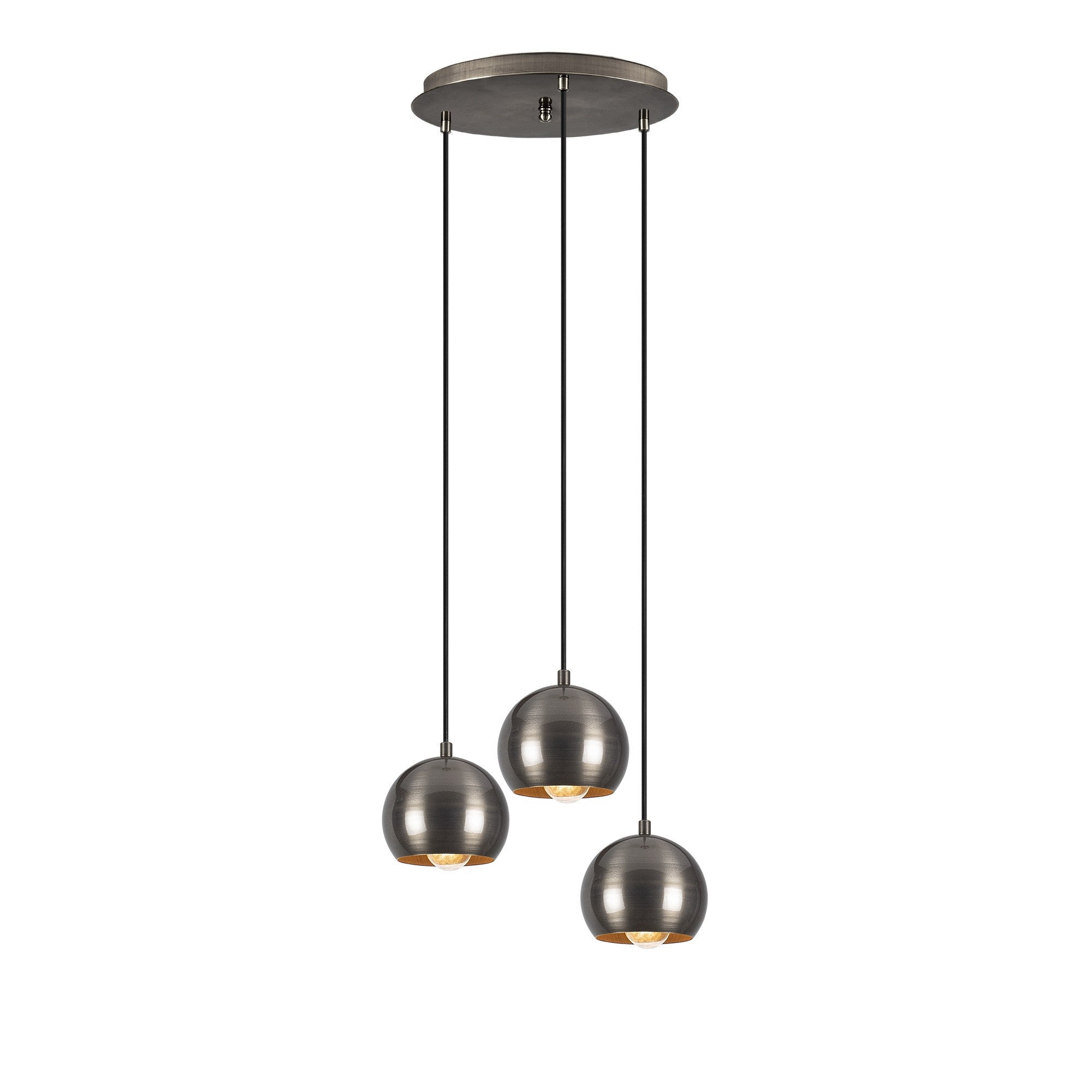 Candeeiro de Teto Escandinavo, Cor Platina, 35 cm de Diâmetro, 111 cm de Altura | Altura Ajustável, Corpo de Ferro, 3 x E27 Máx. 40 W | Iluminação Elegante para Espaços Modernos