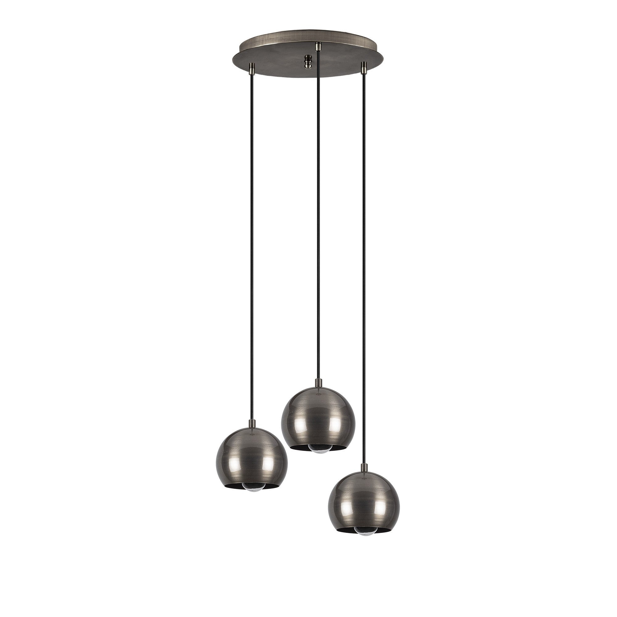 Candeeiro de Teto Escandinavo, Cor Platina, 35 cm de Diâmetro, 111 cm de Altura | Altura Ajustável, Corpo de Ferro, 3 x E27 Máx. 40 W | Iluminação Elegante para Espaços Modernos