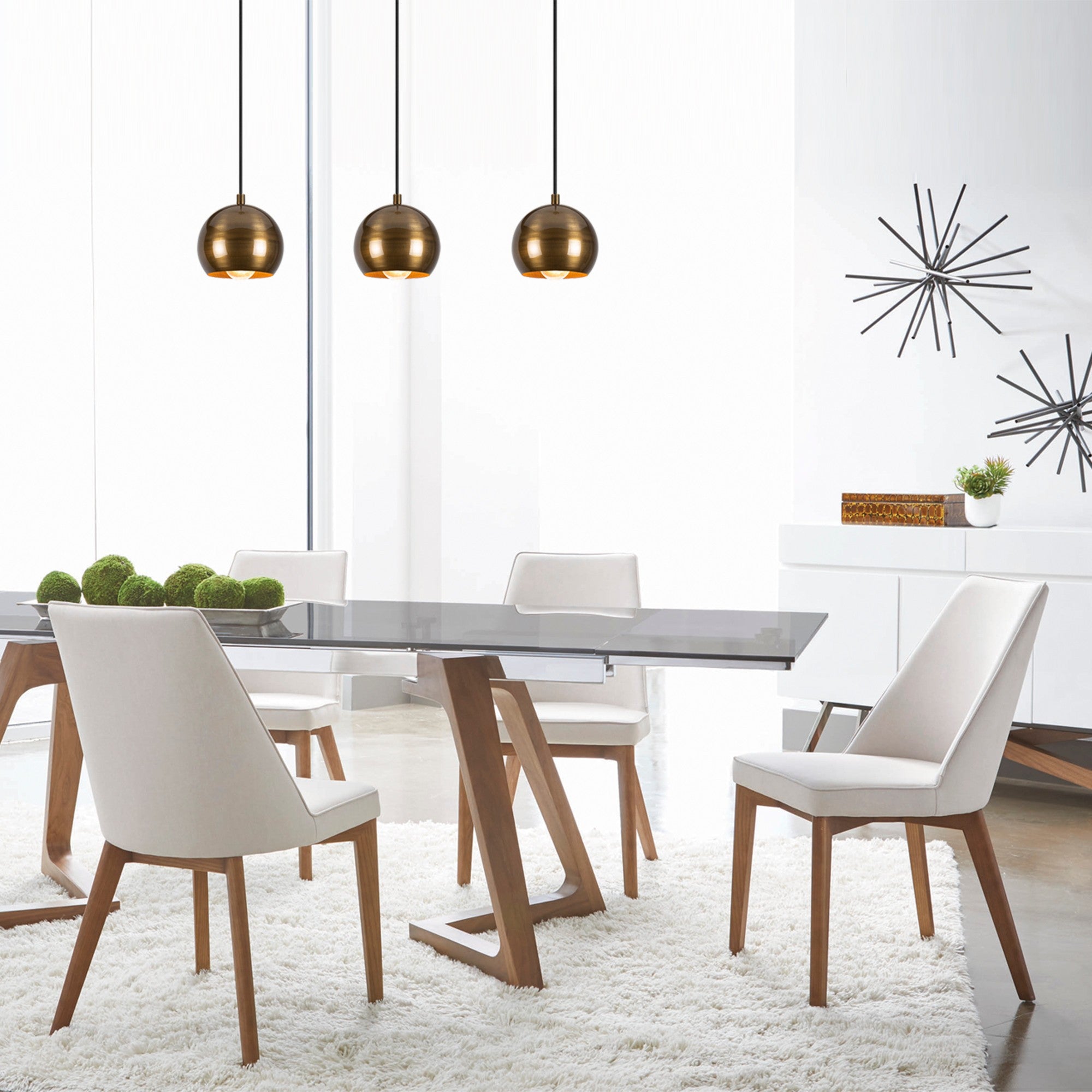 Candeeiro de Teto Escandinavo Elegante, Corpo em Metal Vintage, 65 x 15 cm, Altura 111 cm, Ajustável, 3 x E27 Máx. 40 W, IP20 | Perfeito para Decoração Glamourosa