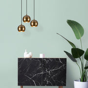 Candeeiro de Teto Vintage Elegante, 35 cm de Diâmetro, 111 cm de Altura | Corpo de Ferro, Altura Ajustável, 3 Soquetes E27 | Design Escandinavo Glamouroso para Espaços Modernos