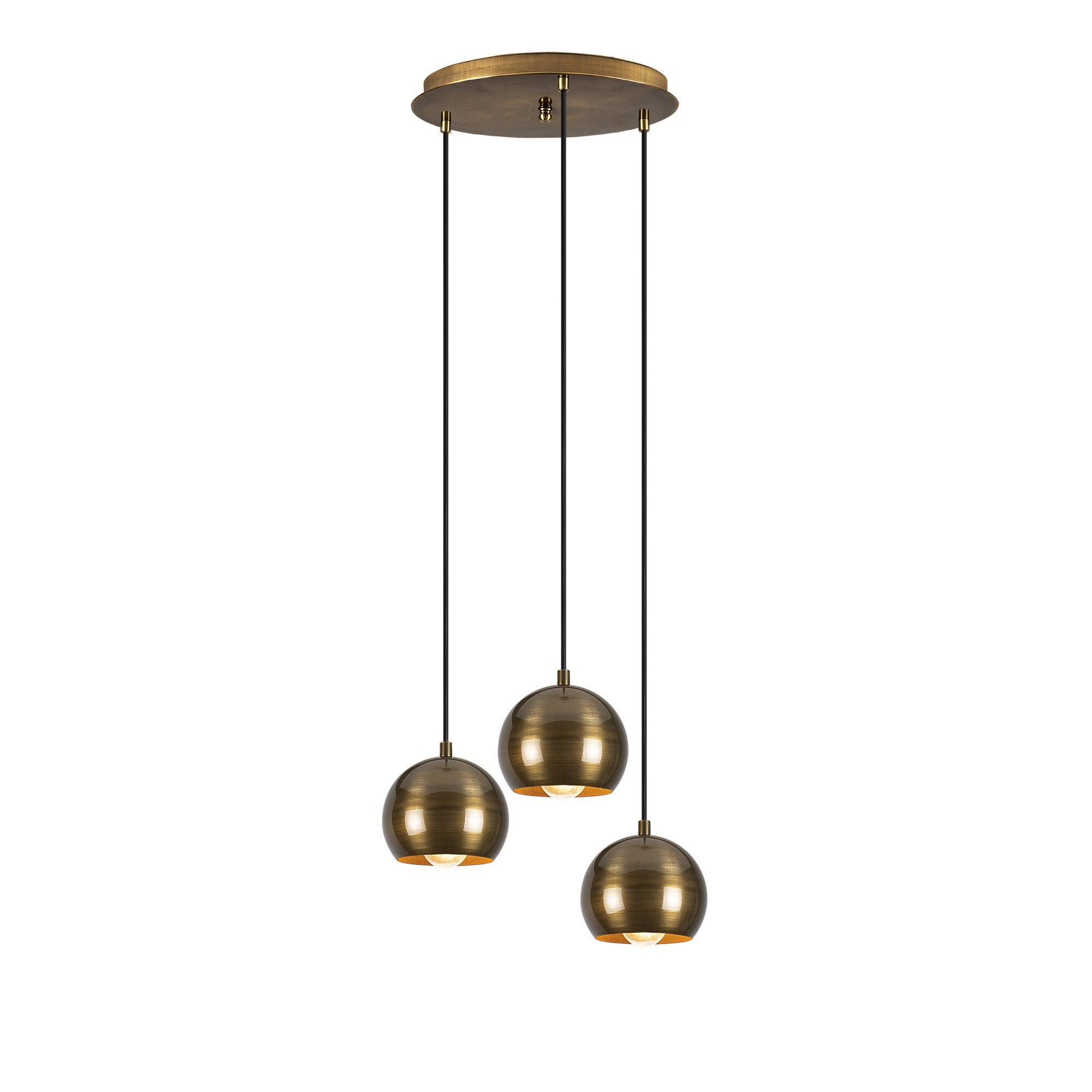 Candeeiro de Teto Vintage Elegante, 35 cm de Diâmetro, 111 cm de Altura | Corpo de Ferro, Altura Ajustável, 3 Soquetes E27 | Design Escandinavo Glamouroso para Espaços Modernos