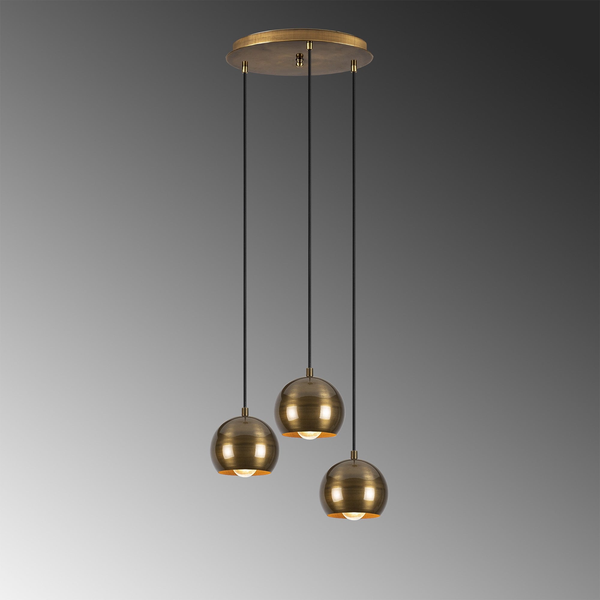 Candeeiro de Teto Vintage Elegante, 35 cm de Diâmetro, 111 cm de Altura | Corpo de Ferro, Altura Ajustável, 3 Soquetes E27 | Design Escandinavo Glamouroso para Espaços Modernos