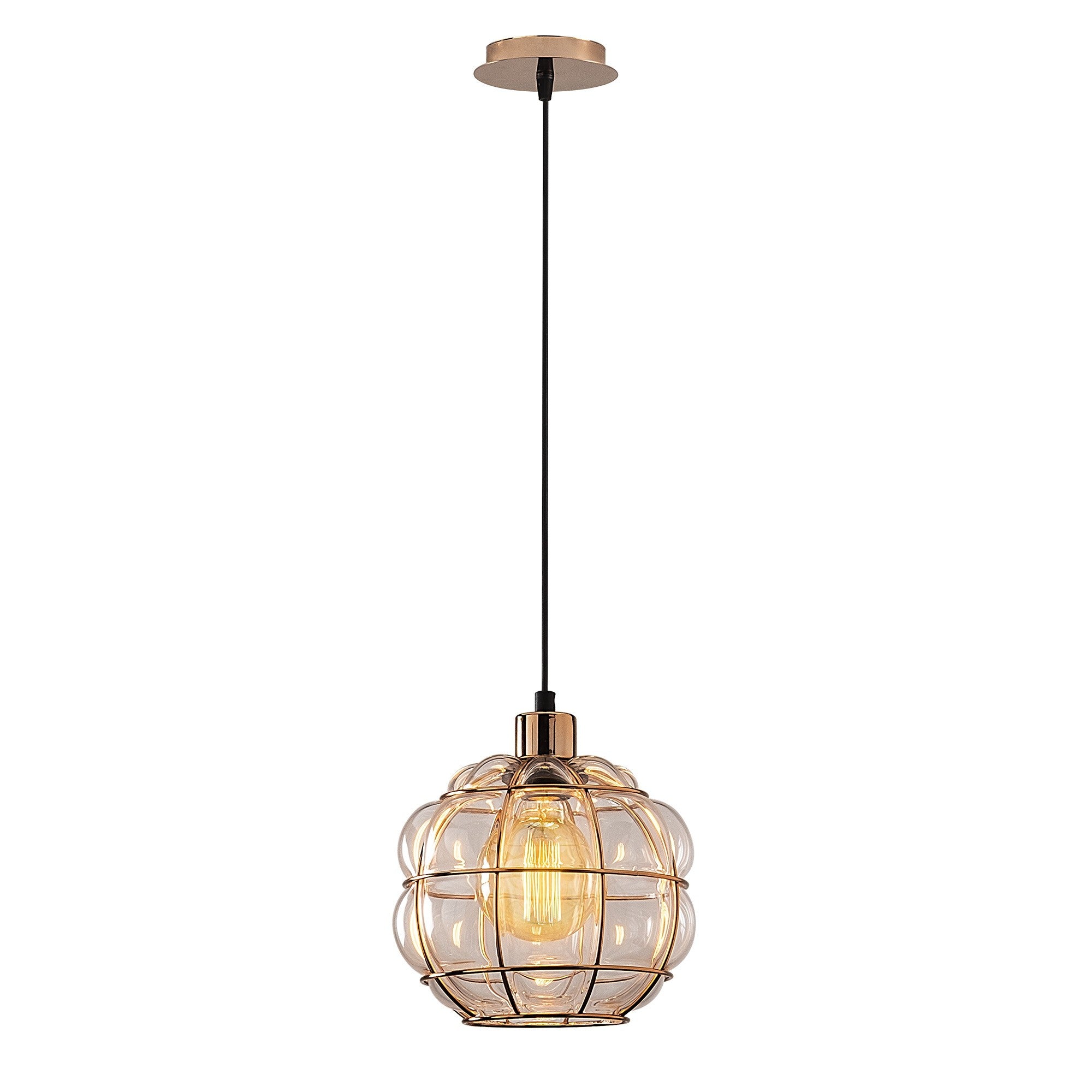 Candeeiro de Teto Escandinavo Glam, Acabamento em Cobre, 23 cm de Diâmetro, 111 cm de Altura, Ajustável, Soquete E27, Máx. 40 W | Iluminação Elegante para Espaços Modernos