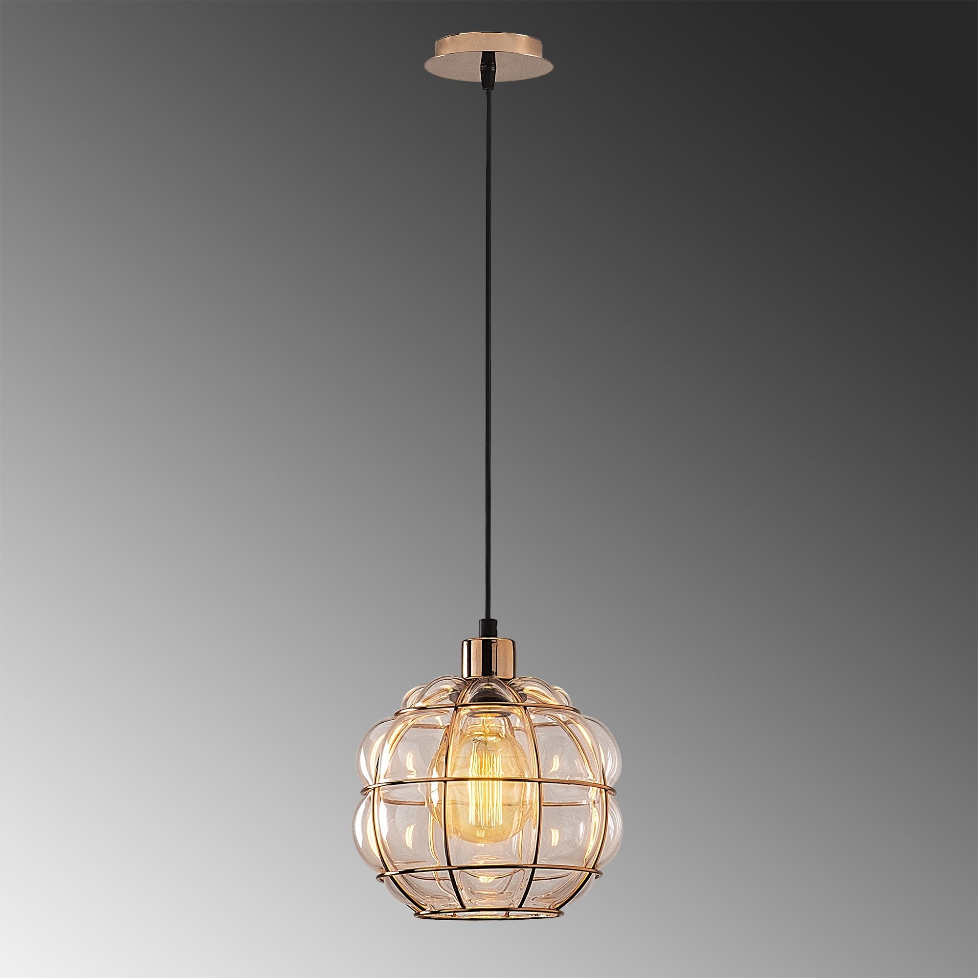 Candeeiro de Teto Escandinavo Glam, Acabamento em Cobre, 23 cm de Diâmetro, 111 cm de Altura, Ajustável, Soquete E27, Máx. 40 W | Iluminação Elegante para Espaços Modernos