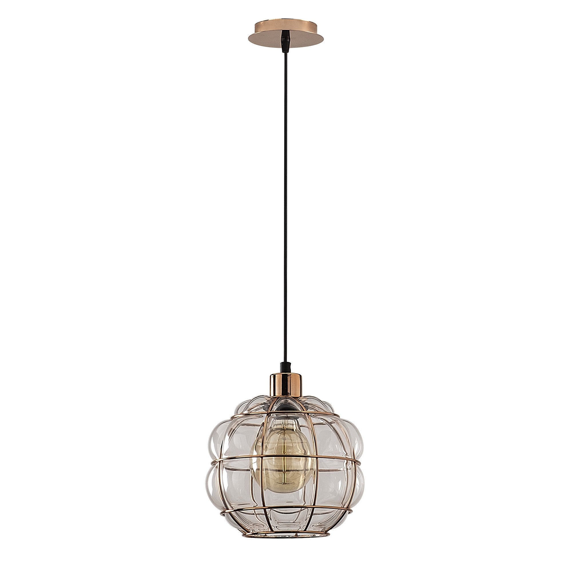 Candeeiro de Teto Escandinavo Glam, Acabamento em Cobre, 23 cm de Diâmetro, 111 cm de Altura, Ajustável, Soquete E27, Máx. 40 W | Iluminação Elegante para Espaços Modernos