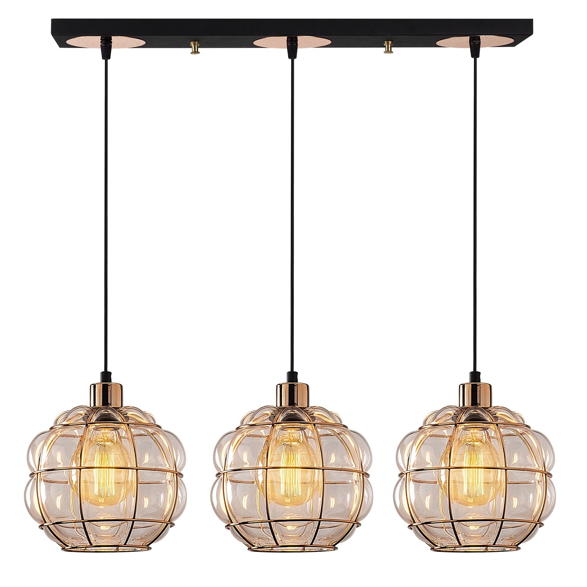 Candeeiro de Teto escandinavo Glam, corpo de metal cobre, 73 cm de diâmetro, 111 cm de altura, ajustável, 3 x E27 máx. 40 W, iluminação elegante para espaços modernos
